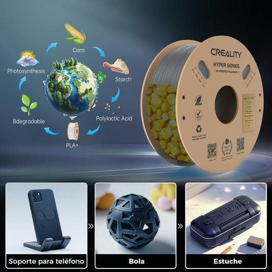 Creality PLA Filament Hyper PLA 1.75mm filament for 3D printers. High speed 30-600 mm/s. Precision +/- 0.02mm. Compatible with most 3D printers. 1kg Grey.