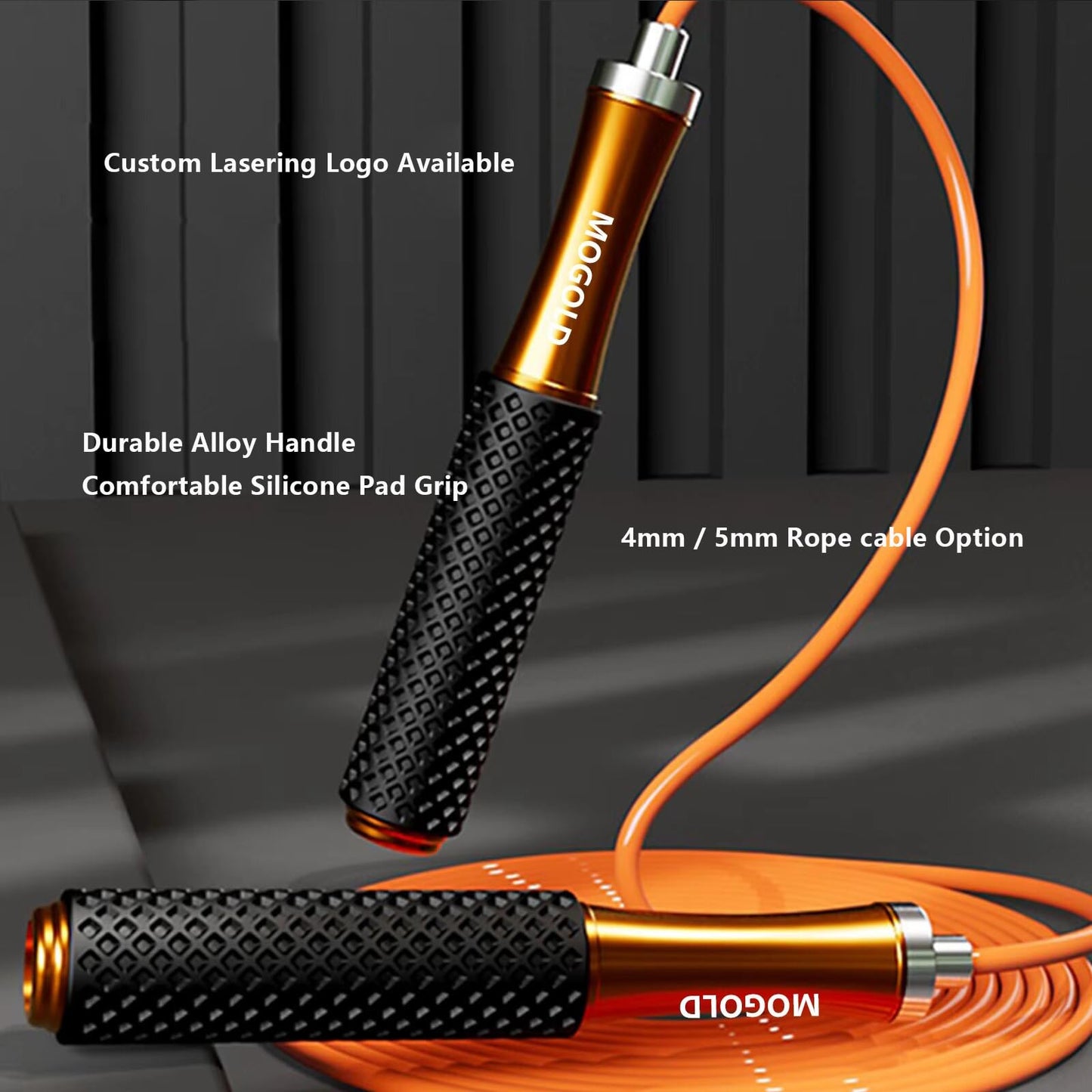 MOGOLD Skipping Rope for Kids Adults Fitness - Ball bearing skipping Rope, Metal handle, core with silicone grip, adjustable, 3m long jump rope, great for Workout, Fitness, Weight Loss