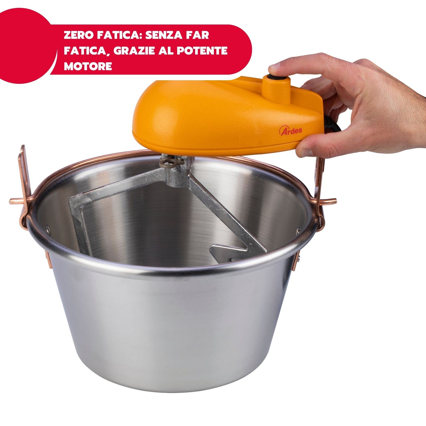 ARDES - AR24AM81 stainless steel pot 28cm diameter, mixer for jam polenta, Ardes mixer pot for induction cooker, mixer with electric motor, bayonet closure, easy cleaning 8/12 portions