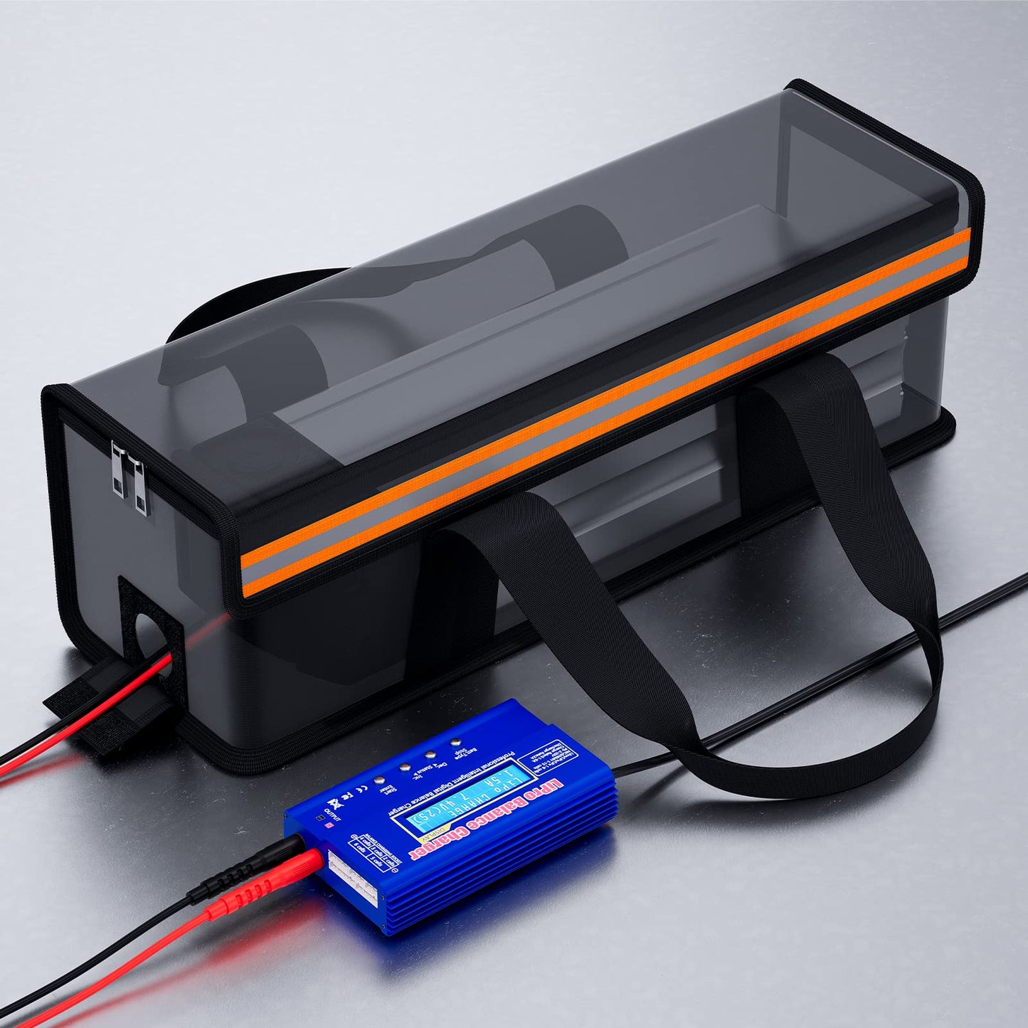 Zeee E-Bike battery bag fireproof explosion-proof bag Lipo Safe Bag for large batteries, large safety box Easy storage & transport of batteries (19.3 * 5.9 * 5.9 inches)