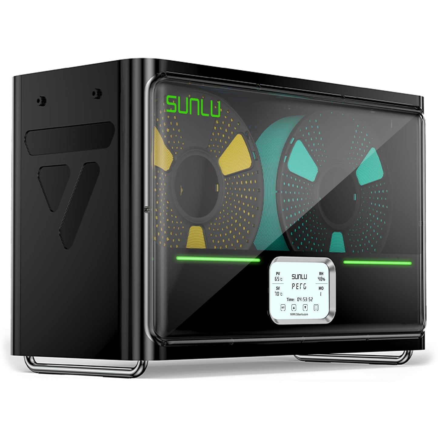 SUNLU Official Filament Dryer Box S4, 2025 Newest 4-Spool 3D Printer Filament Dryer, Upgraded 3 Circulating Fans/Auto Moisture Control/Fast Heating/Temperature Equalization, Black