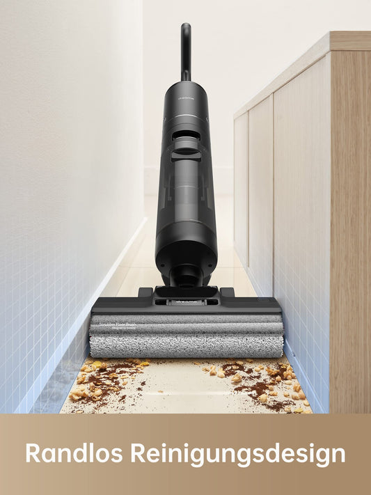 Dreame H12 Pro cordless wet and dry vacuum cleaner with edge cleaning brush, self-cleaning function, dirt detection, LED display, runtime up to 35min, 900mL water tank for hard floors, pet hair, HHR25A, Black.
