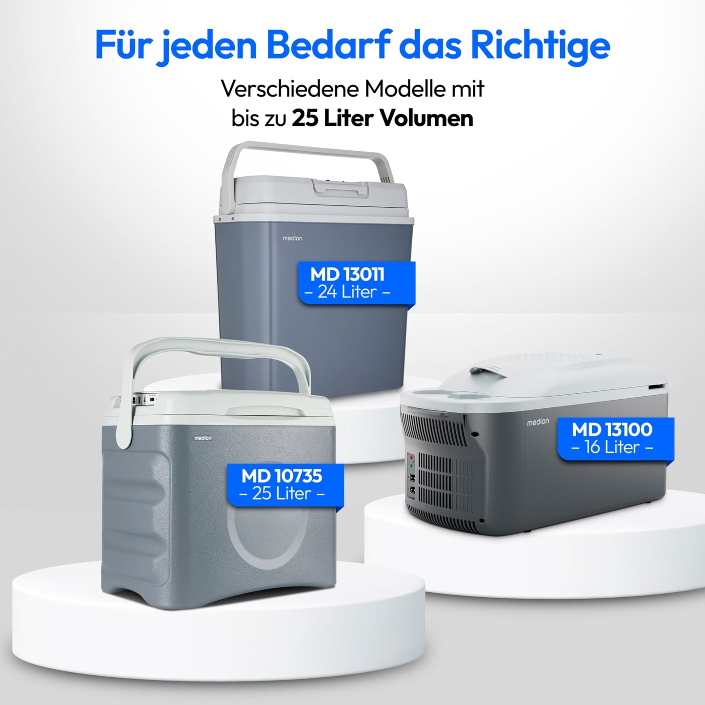 MEDION Coolbox 2in1 Cooling and Heating (16 liters, mobile electric car coolbox, thermoelectric, mini fridge, 2in1 connection 230V & 12V, carrying strap, for holidays, camping and travel, MD13100)
