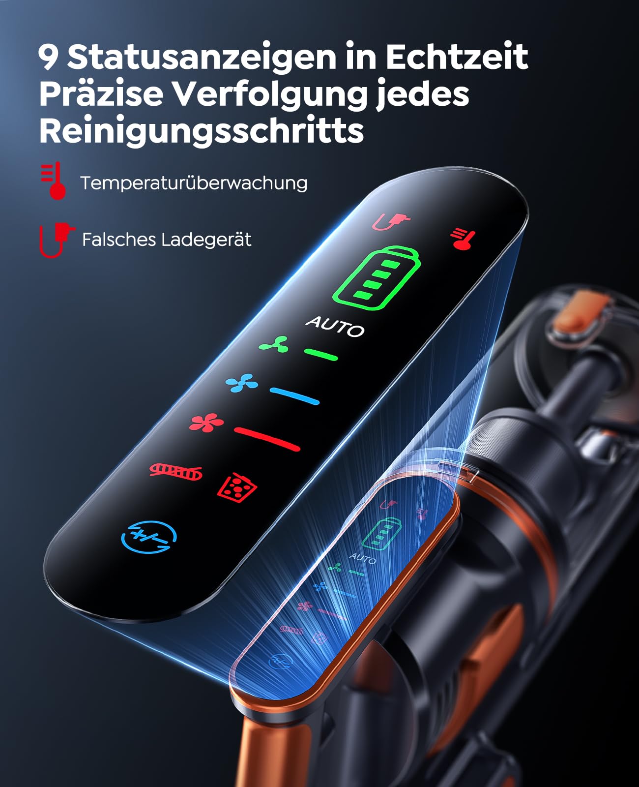 Fieety Cordless Vacuum Cleaner, 45KPa/550W/60Min with Wall-Mounted Charging Station, Aromatherapy, Auto Mode, Touchscreen, 1M Extendable Hose for Hard Floors Carpets Pet Hair Car