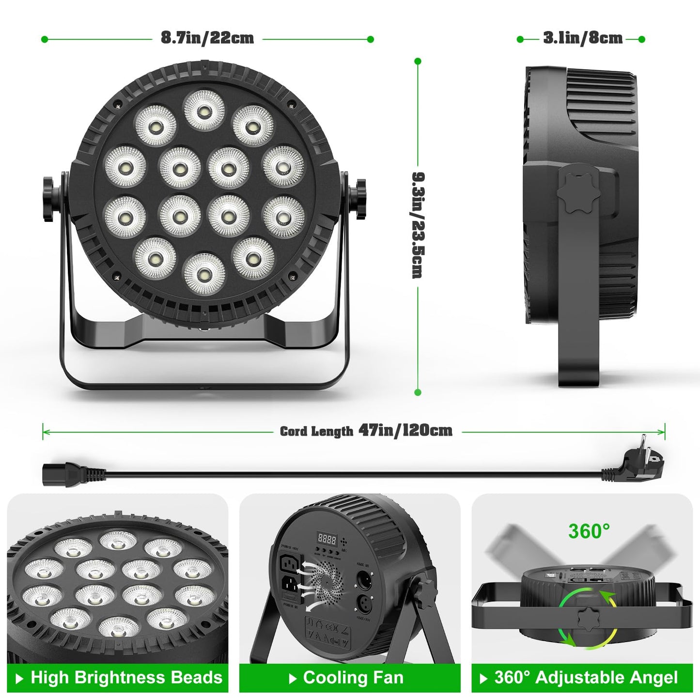 HOLDLAMP 84W LED Par Lights, 14 LED Stage Lights DMX512 4-in-1 RGBW Par Lighting with Remote Control Disco Light for Party Stage DJ Show Bar Halloween Christmas (4 Pack)