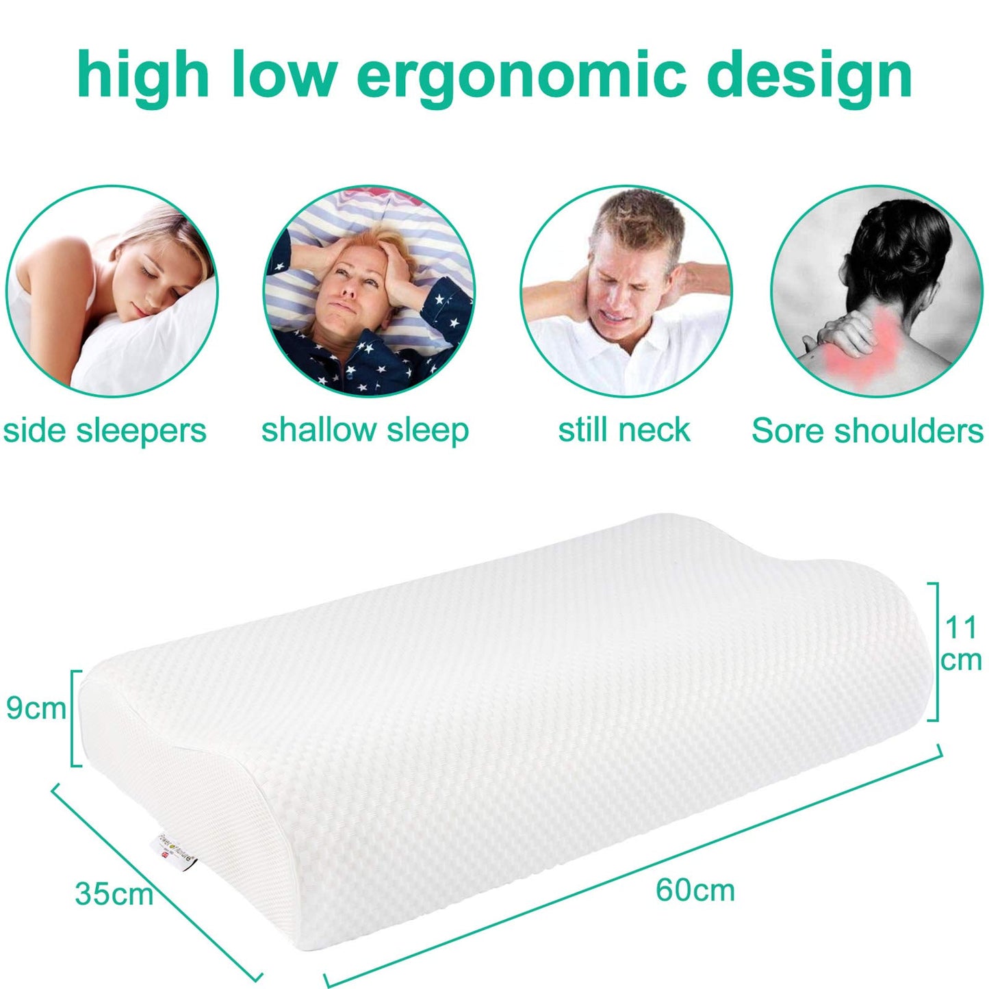 Fityou Memory Foam Pillow, Neck Support Pillow Sandwich Pillow Ergonomic Sleep Pillow Removable and Washable Pillowcase Suitable for Back and Side Sleeping