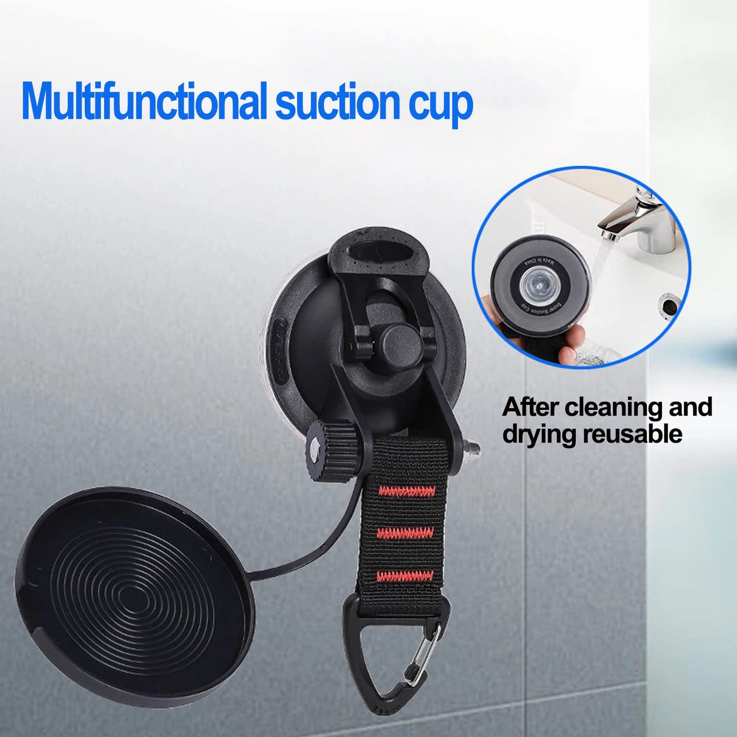 Suction Cup Camping Set - 4 piece suction cup hooks Extra strong suction hooks Multifunctional suction cups camping for car, awnings, motorhome, home, workshop