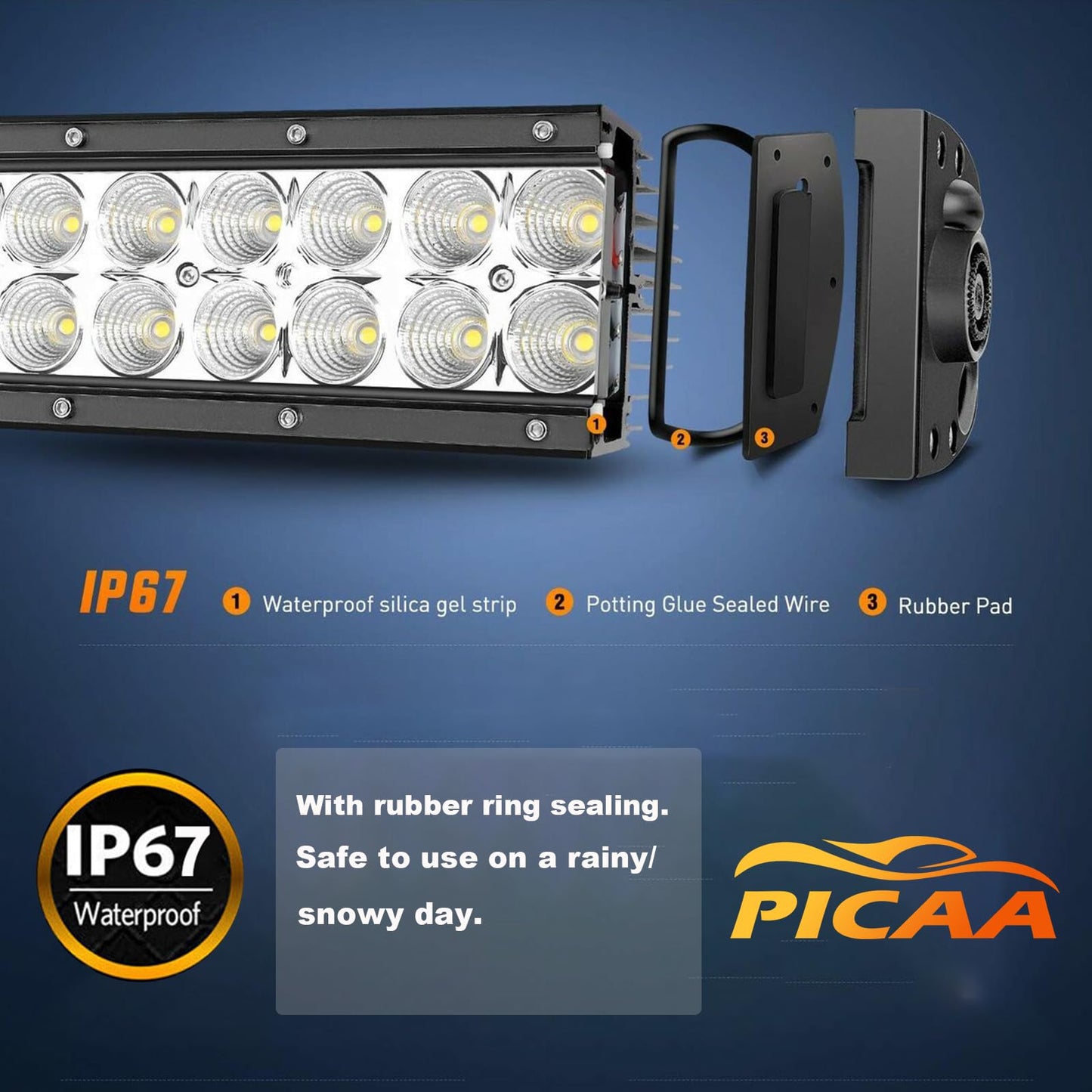 PICAA Curved 32 Inch 180W LED Work Light Bar With Wiring Harness Kit, 12V 24V Led Lightbar Auxiliary Spotlight Headlight for Car Off-Road Truck 4x4 SUV ATV Vehicle Tractor