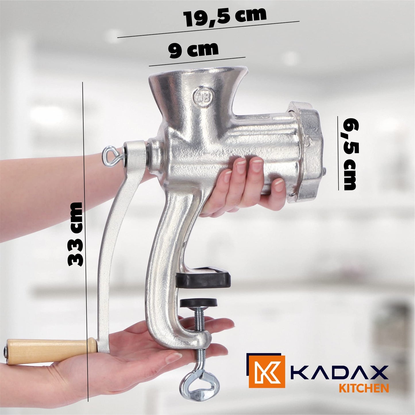 KADAX cast iron meat grinder, 6 sizes, manual meat machine with table clamp, vintage meat grinder, galvanized grinding machine, meat grinder (size 10)