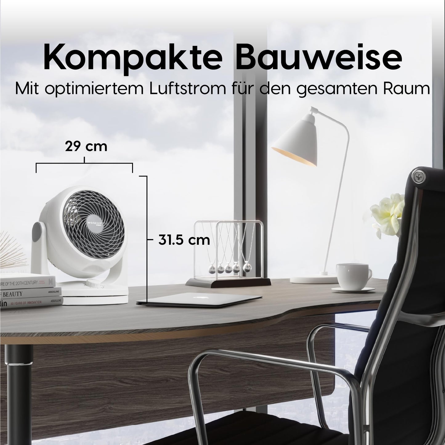 Iris Ohyama Woozoo, 23sqm, Fan, White, 3 speeds, Oscillating, quiet, Table Fan, Desk Fan, Floor Fan, portable, Cooling, PCF-HD18