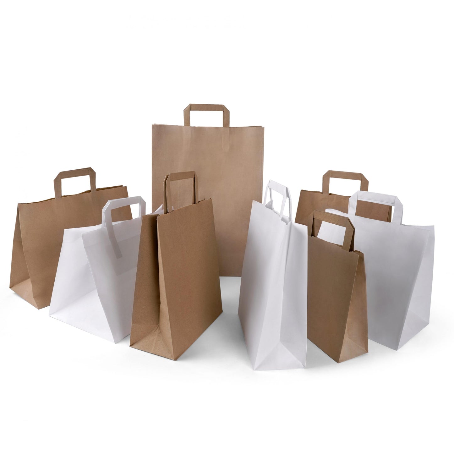 Inoverse 50 pieces of paper bags with handles, paper shopping bags, 32+22x25 cm gift bags, brown kraft paper bag, paper bags, large shopping bags