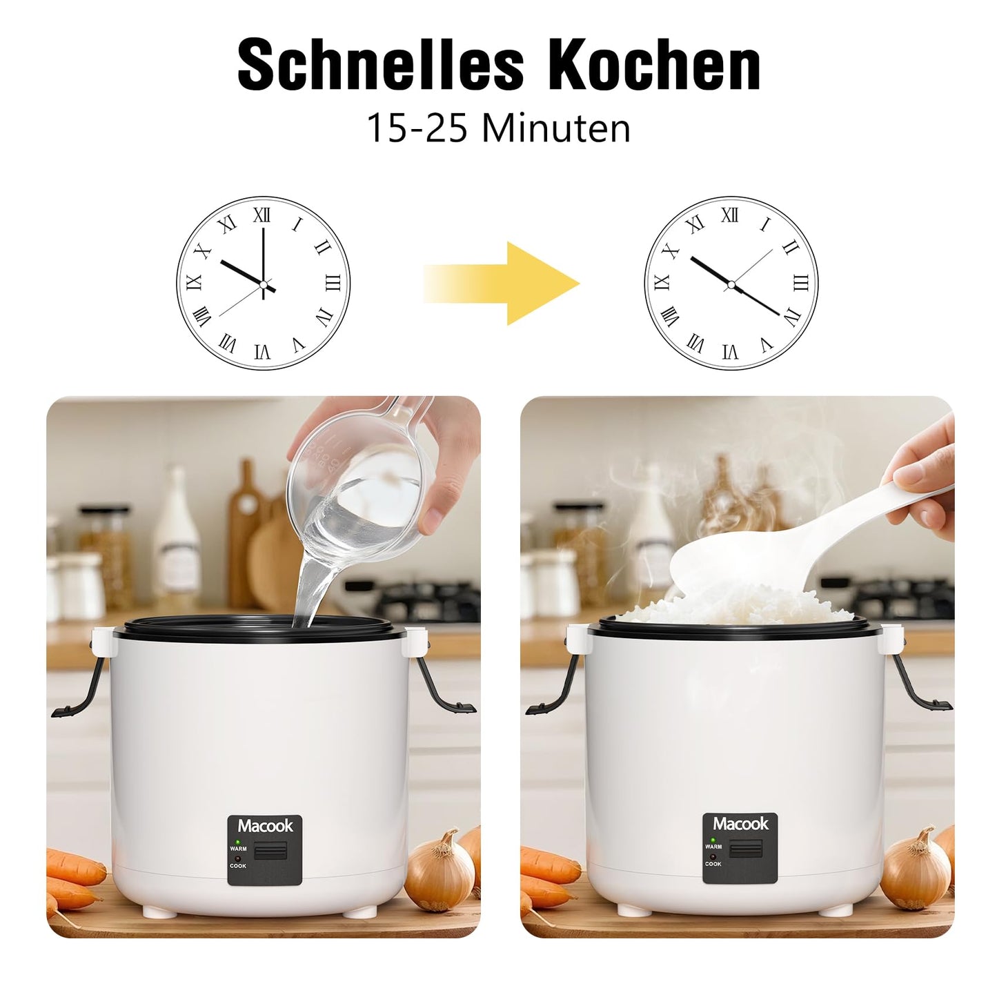 Macook Mini Rice Cooker for 1-2 people (1.5 cups, 0.3 liters), Small Rice Cooker with simple one-button operation, Non-stick inner pot includes rice spoon & measuring cup.