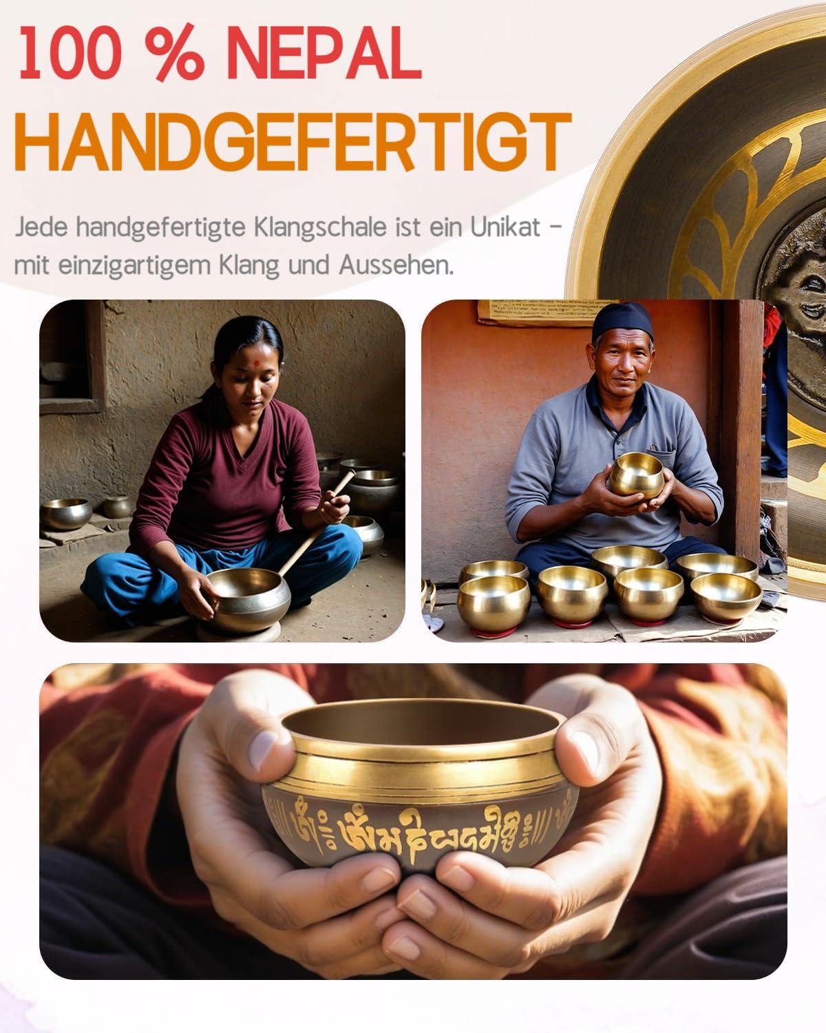 Hihealer Tibetan Singing Bowl Set 100% Handmade in Nepal, Large Singing Bowl with Instructions, Mallet, Cushion, Gift Box; Meditation, Yoga, Chakra Healing, Christmas Gifts for Women
