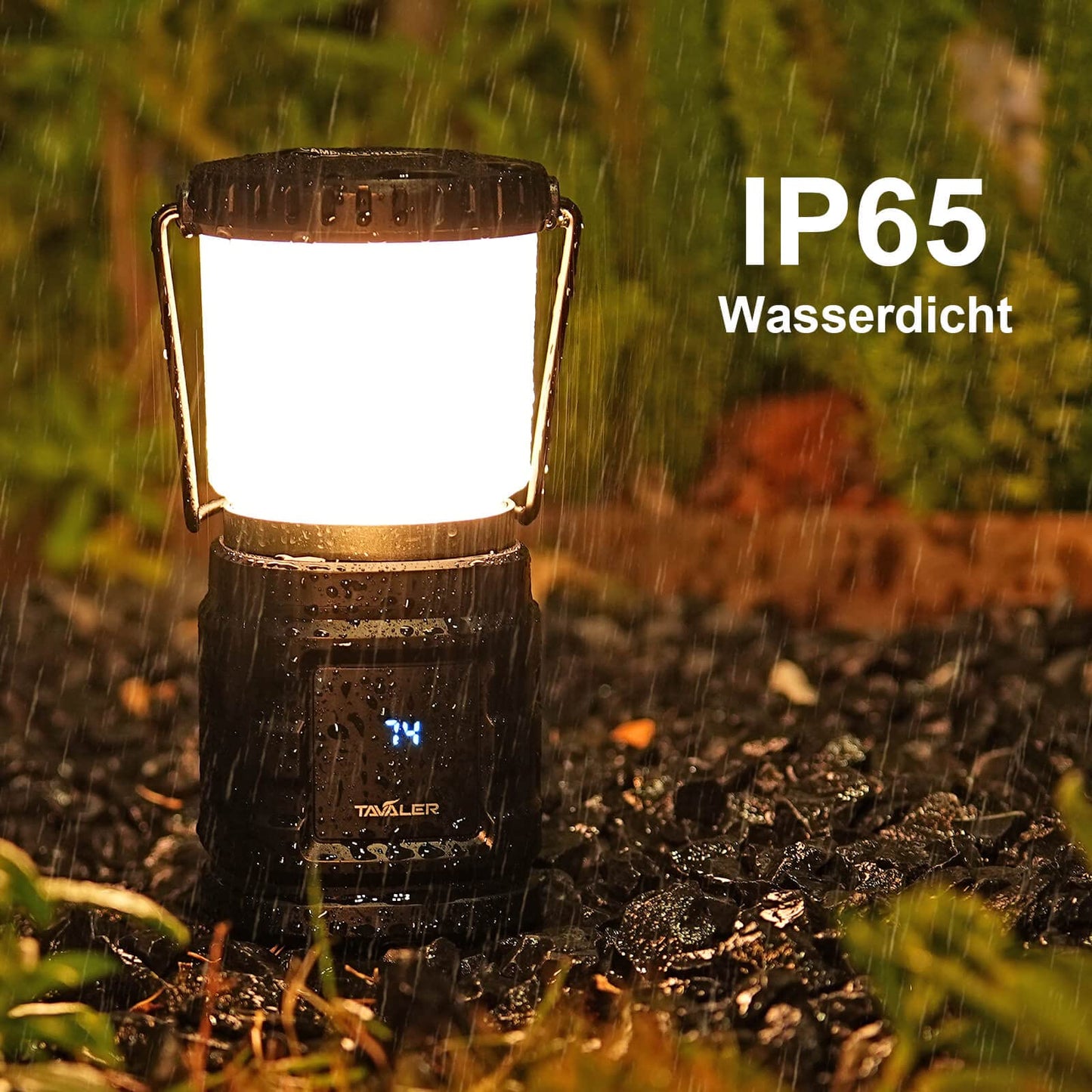 Tavaler Camping Lantern 4400mAh Battery USB C Rechargeable Camping Lamp with LED Battery Display Screen Camping Light IP65 Waterproof Camp Light for Hiking Outdoor, Emergency, Power Bank.