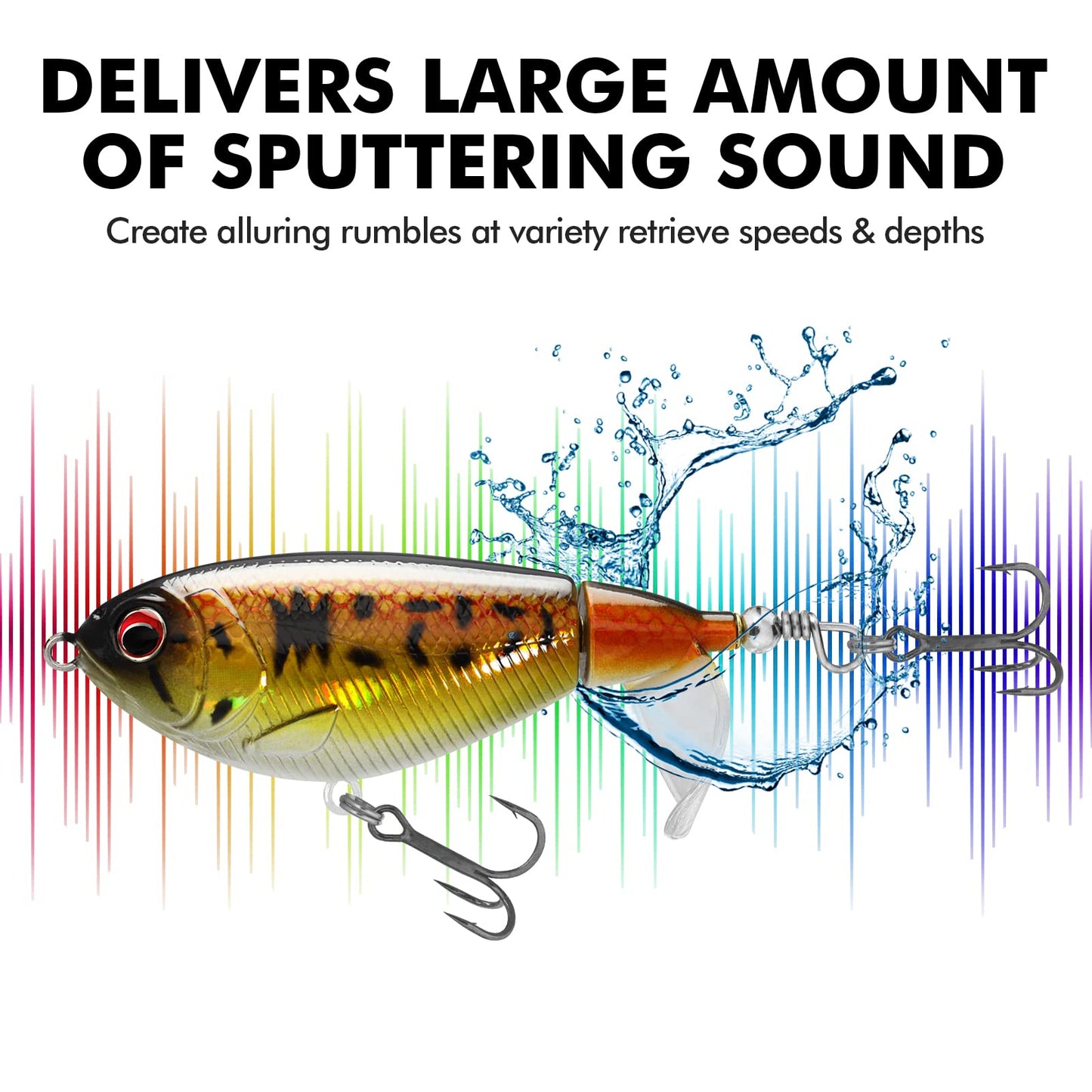 TRUSCEND Bass Trout Lures, double floating, rotating tail Whopper bait, sweet & saltwater, lifelike allure, fishing gifts for men