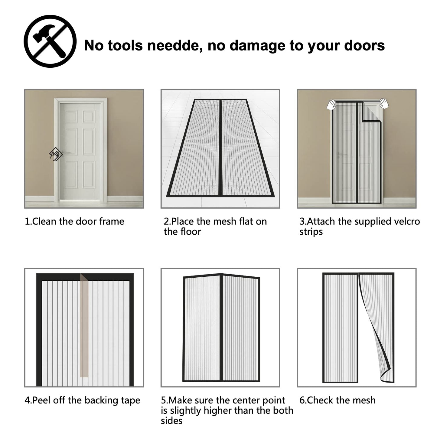 Mesh Screen Door 160x210, SHA2WEN Black Screen Door, Enjoy the summer with your family.