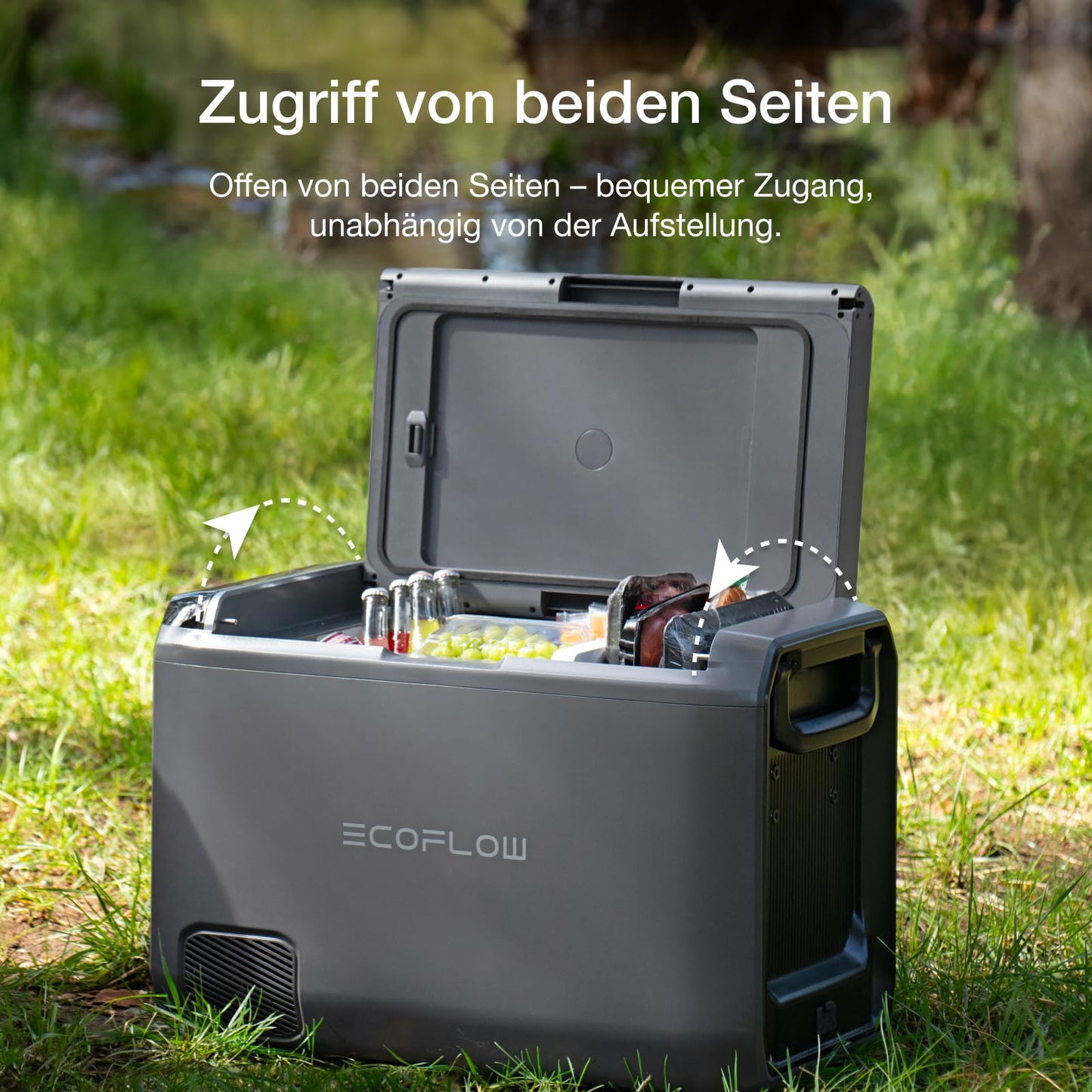 ECOFLOW GLACIER Classic Portable Cooler 55L with 298Wh Extra Battery, Two-Zone Car Cooler, 39 hours of off-grid cooling, powered by AC/Solar/Car, for camping, road trips, fishing
