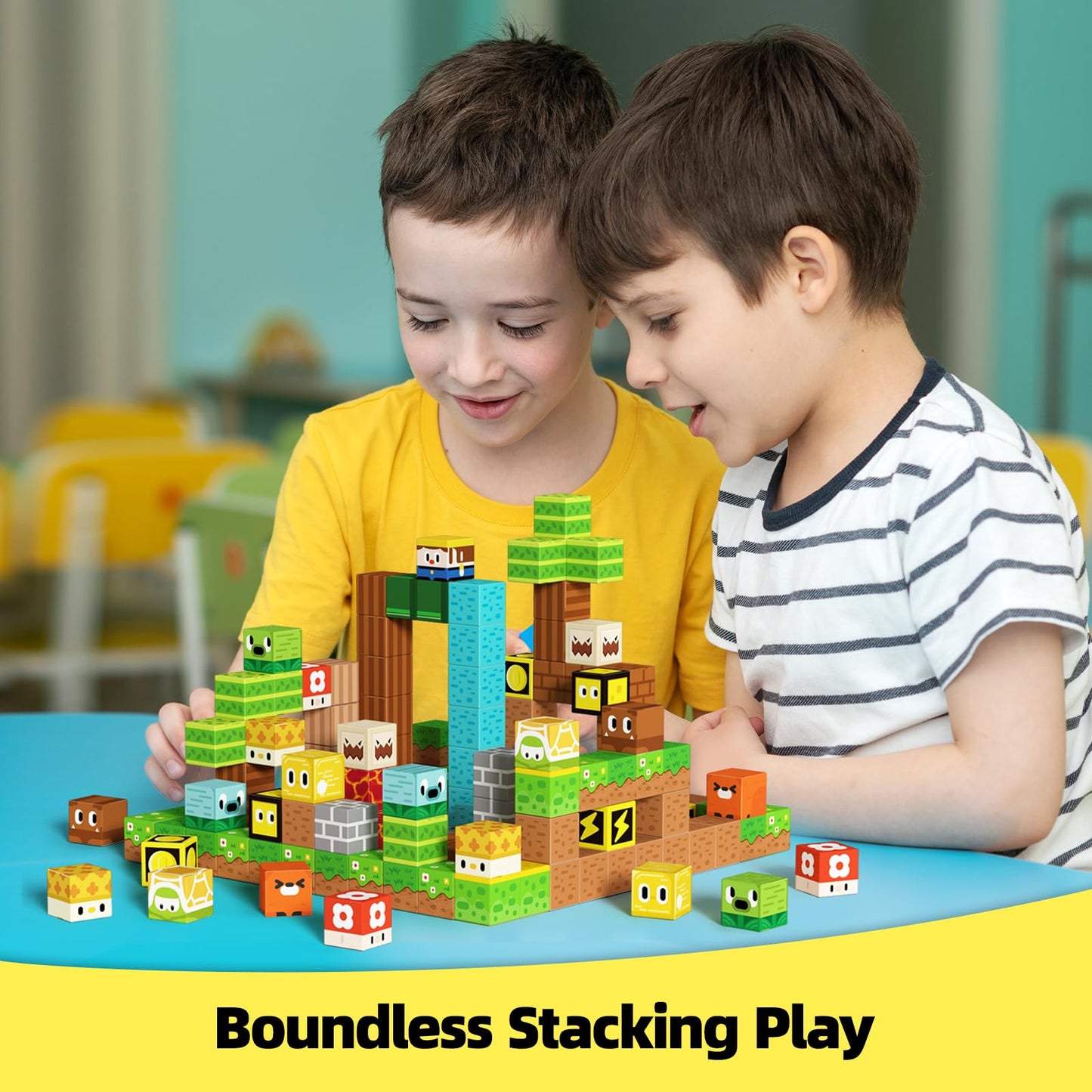 GobiDex Magnetic Building Blocks 2.5CM 100 Pieces, Lumberjack Adventure with Magnetic Cubes for Kids, Magnetic Game Children's Toy for Boys and Girls ages 3-12, Upgrade.
