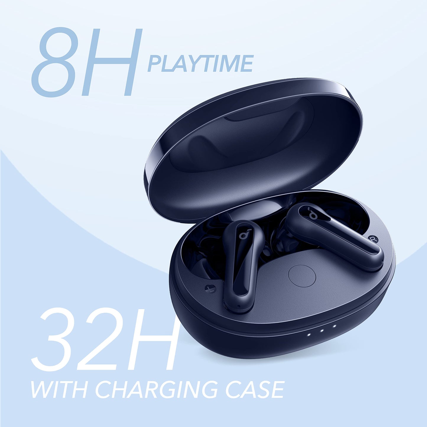 soundcore by Anker P2 Mini True-Wireless Earbuds In-Ear Headphones, 10mm audio driver, intense bass, EQ, Bluetooth 5.2, 32 hr battery, USB-C charging, minimalist design (Ocean Blue)