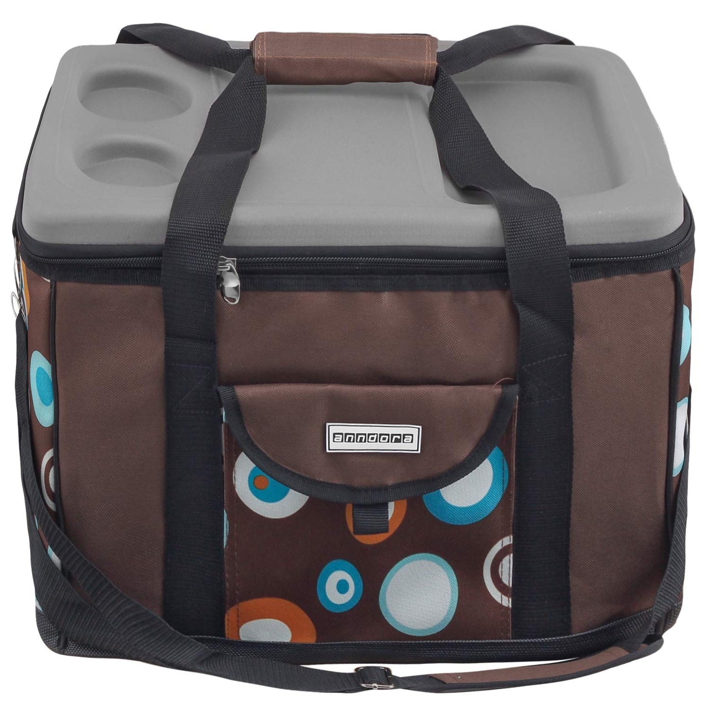 Anndora cooler bag XL brown light blue 40 liters - cooler box insulated bag picnic bag