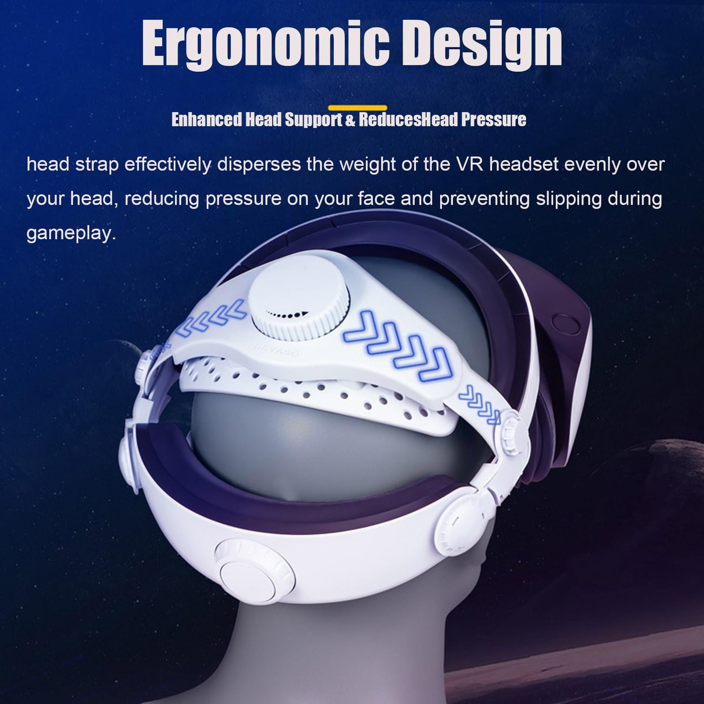 Adjustable headband, compatible with PS VR2, replacement comfort head strap alleviates head pressure accessory for PSVR 2 headset.