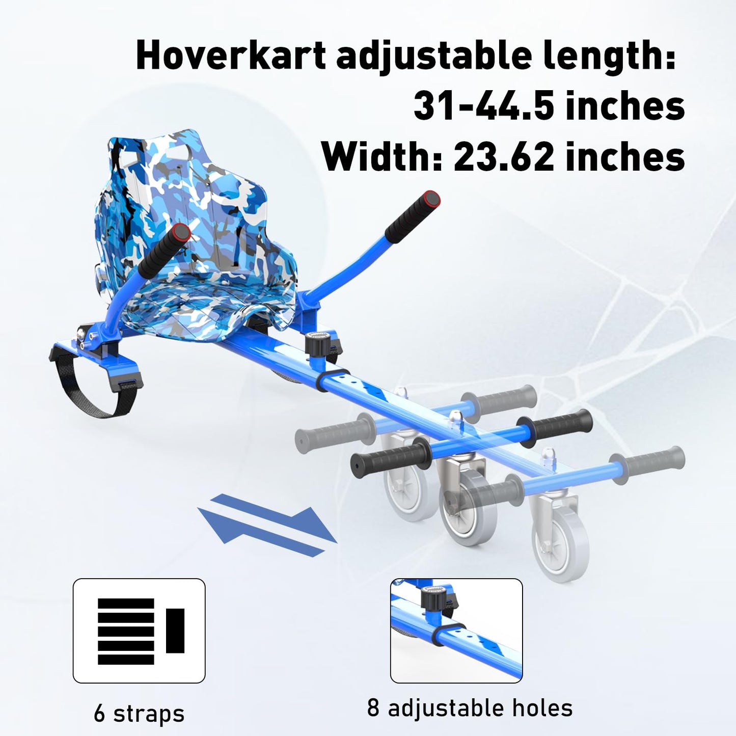 MEGA MOTION Hoverboards with Hoverkart for kids, 6.5 inch hoverboards with Bluetooth speaker, LED lights, perfect gift for kids and teens.