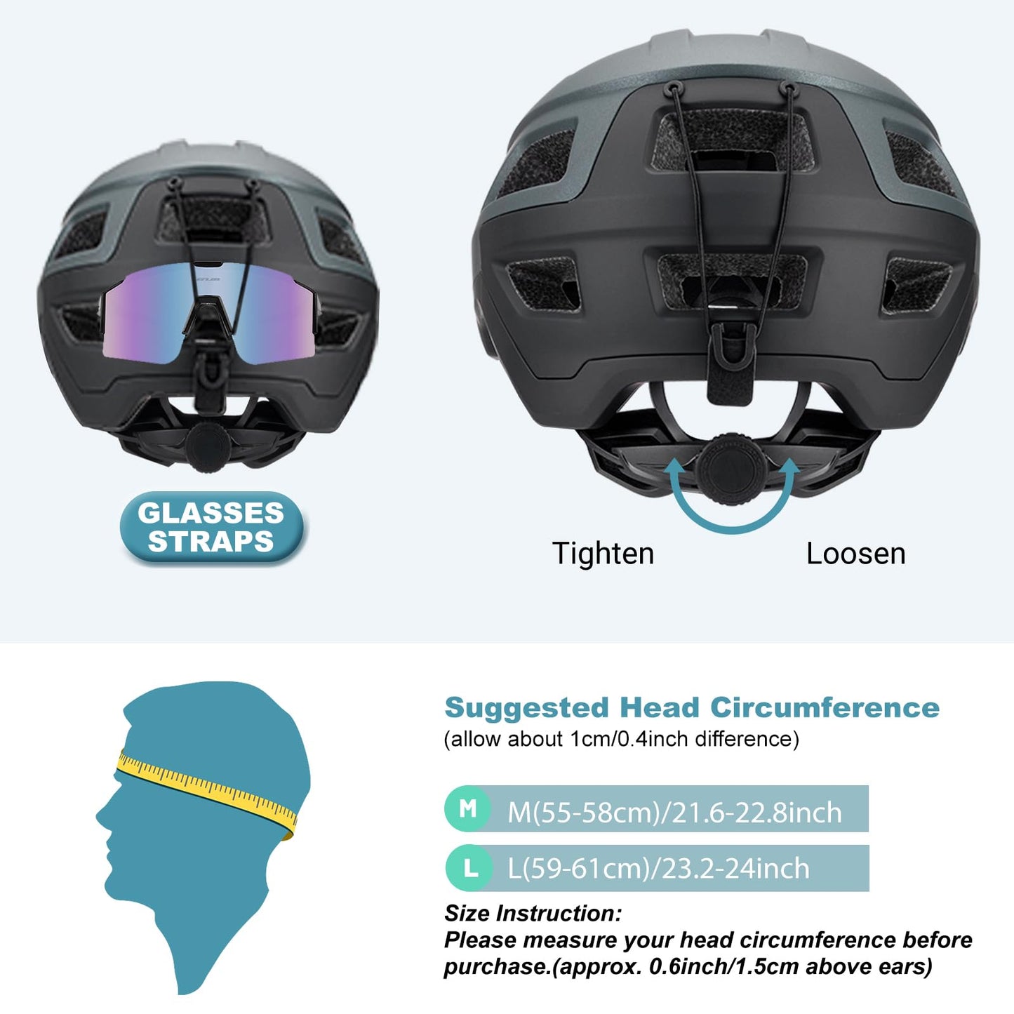Favoto Mountain Bike Helmet with Visor Lightweight - Double In-Mold Technology MTB Helmet for Men Women Road Cycling Helmet L(59-61cm) Adjustable Grey