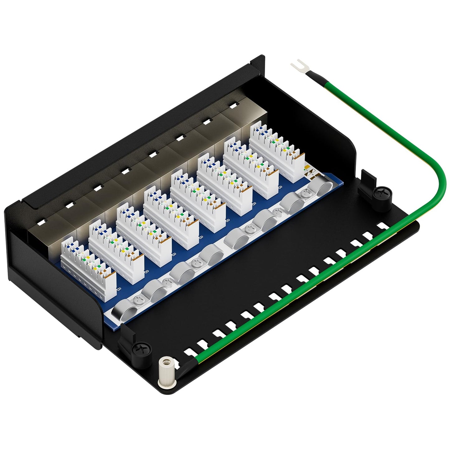 FGB CAT 7 Patch Panel Distribution Box 8 Port - Table/Wall Mount/Desktop Shielded 8X RJ45 Socket - LSA Distribution Box for Gigabit Network Switch.