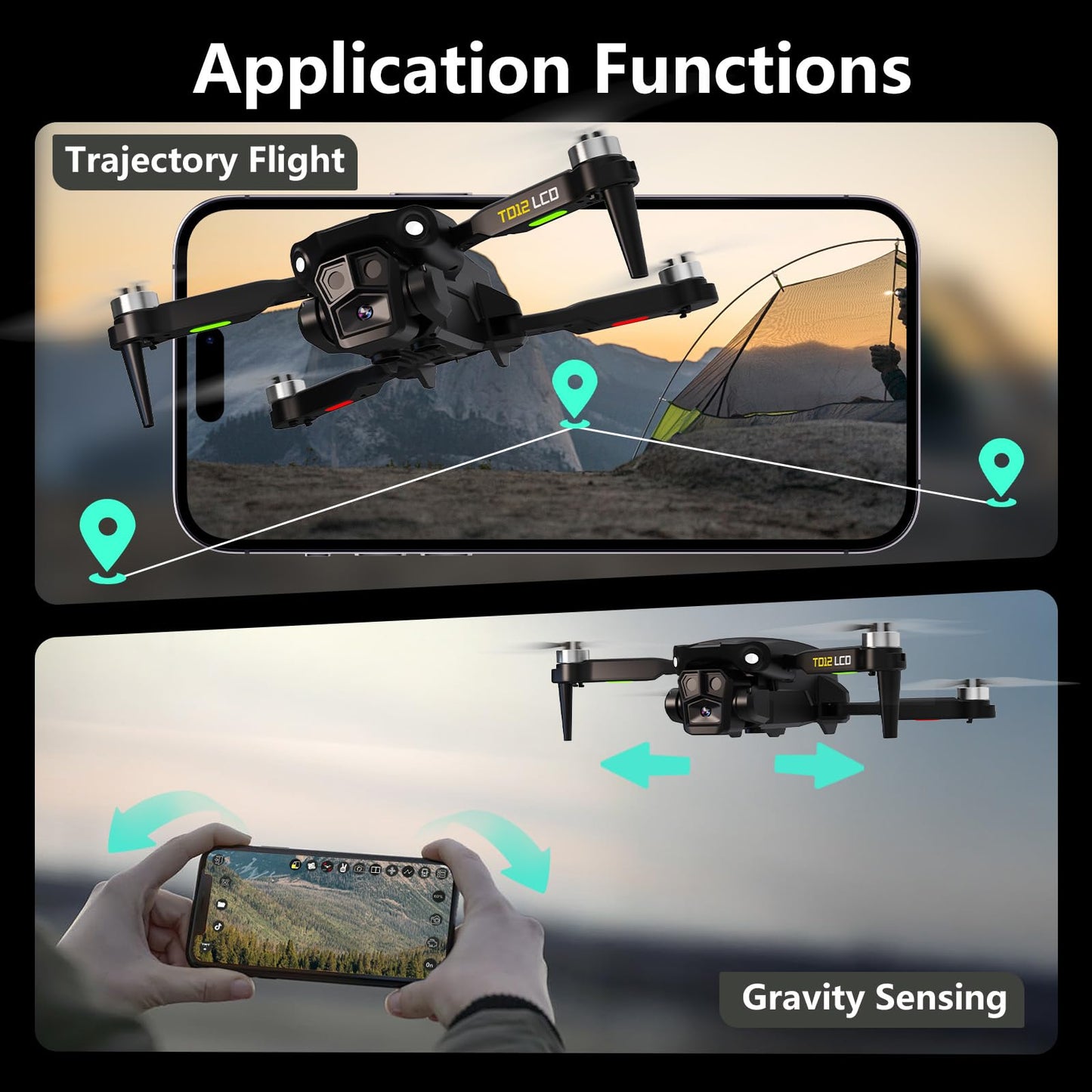 Toladrone TD12LCD Drone with Camera, Foldable RC Drone with LCD Screen Remote Control, Brushless Motor, Drone with Optical Flow Positioning, Drones for Adults, Quadcopter for Beginners