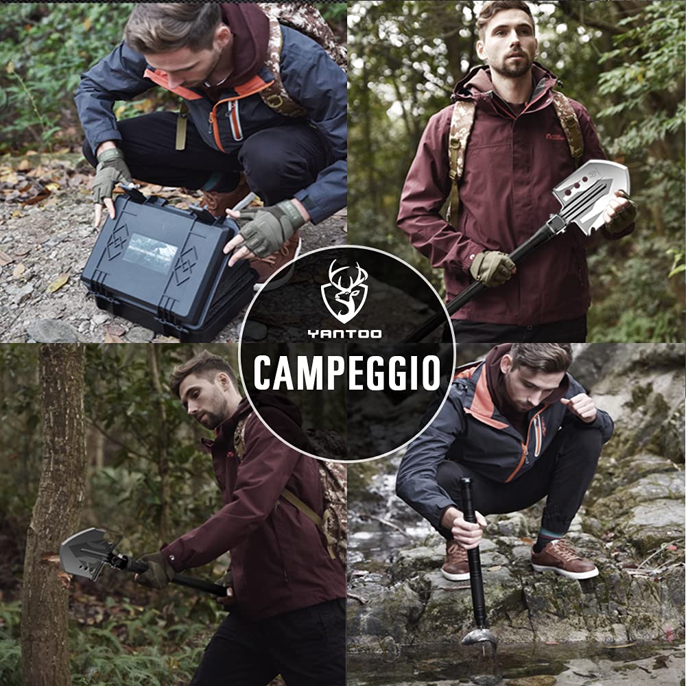 YANTOO Camping Multi-functional Folding Shovel, detachable portable shovel kit, shovel for camping, beach, hiking, outdoor, fishing, gardening, car emergency, etc.