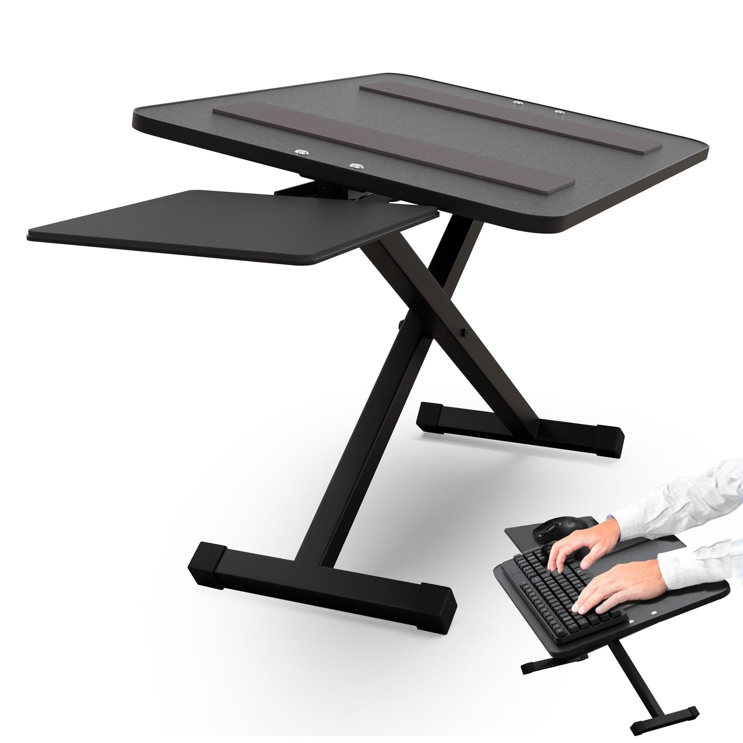 KT3 Ergonomic Keyboard and Mouse Stand (height adjustable and negative tilt) Sit Stand Up Riser on Desk Platform to elevate keyboards for standing above the desk