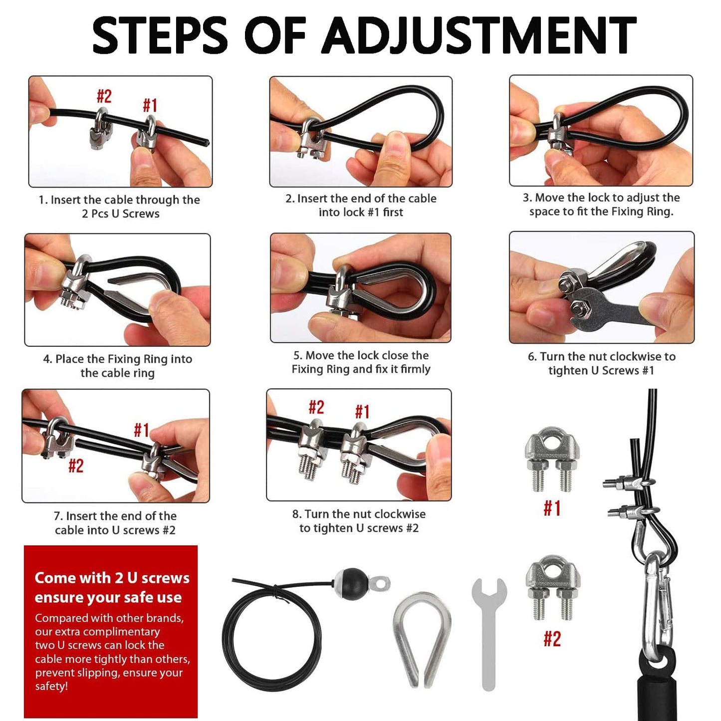 Favuit Cable Pulley Fitness Cable Lat Pull-down Forearm Trainer Set, Gym Arm Strength Training Triceps Rope Weight Fitness Equipment DIY Lat Pull Tower Cable Pulley System for Home Gym Biceps Curl Triceps Arm Training.