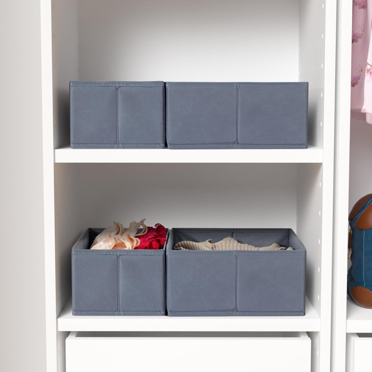 ORLISA 2-piece drawer organizer set compatible with PAX wardrobe 50x35 cm, Foldable, Sturdy, Robust storage boxes for clothing, Grey