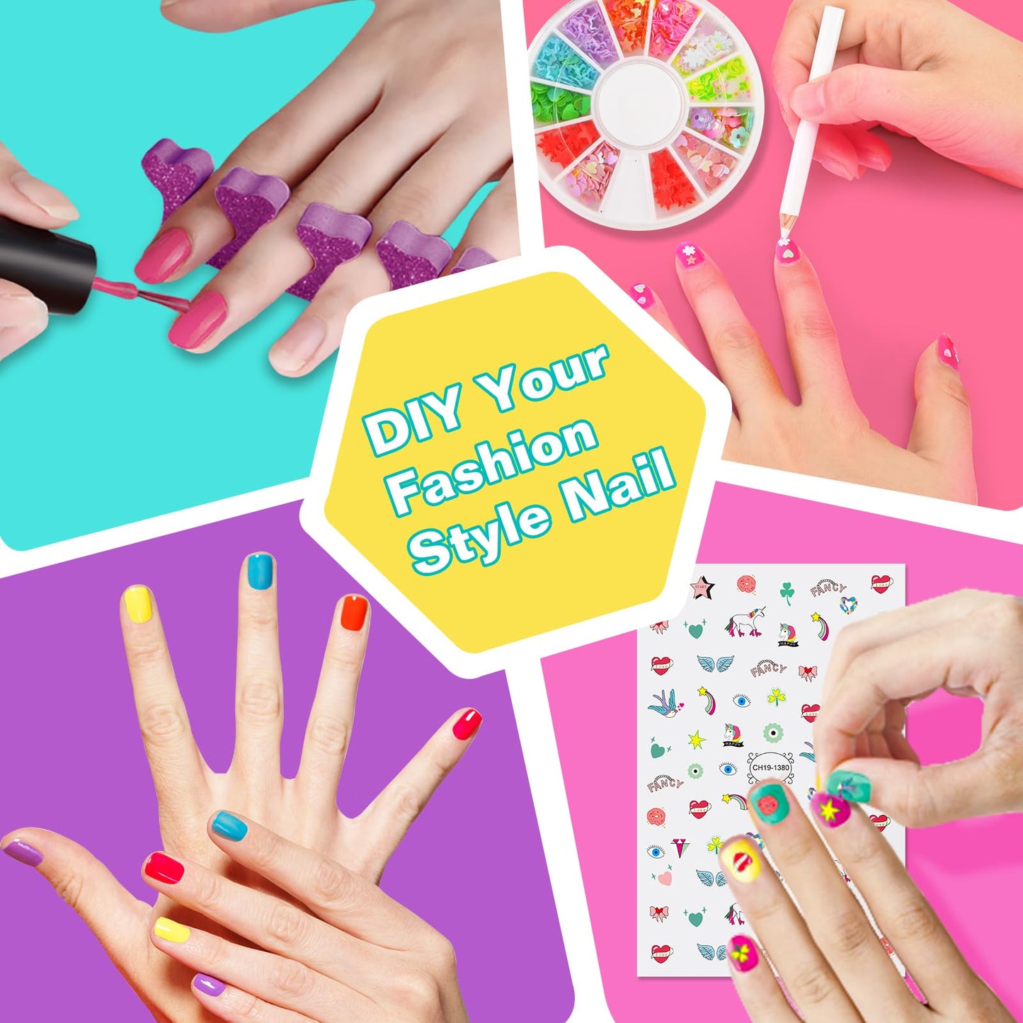 LemonDream Nail Studio Kids, Girl Gift 6 7 8 9 10 11 12-Year-Old Child Nail Polish Set, Gifts for Kids Makeup Set for Birthday Christmas Halloween Party