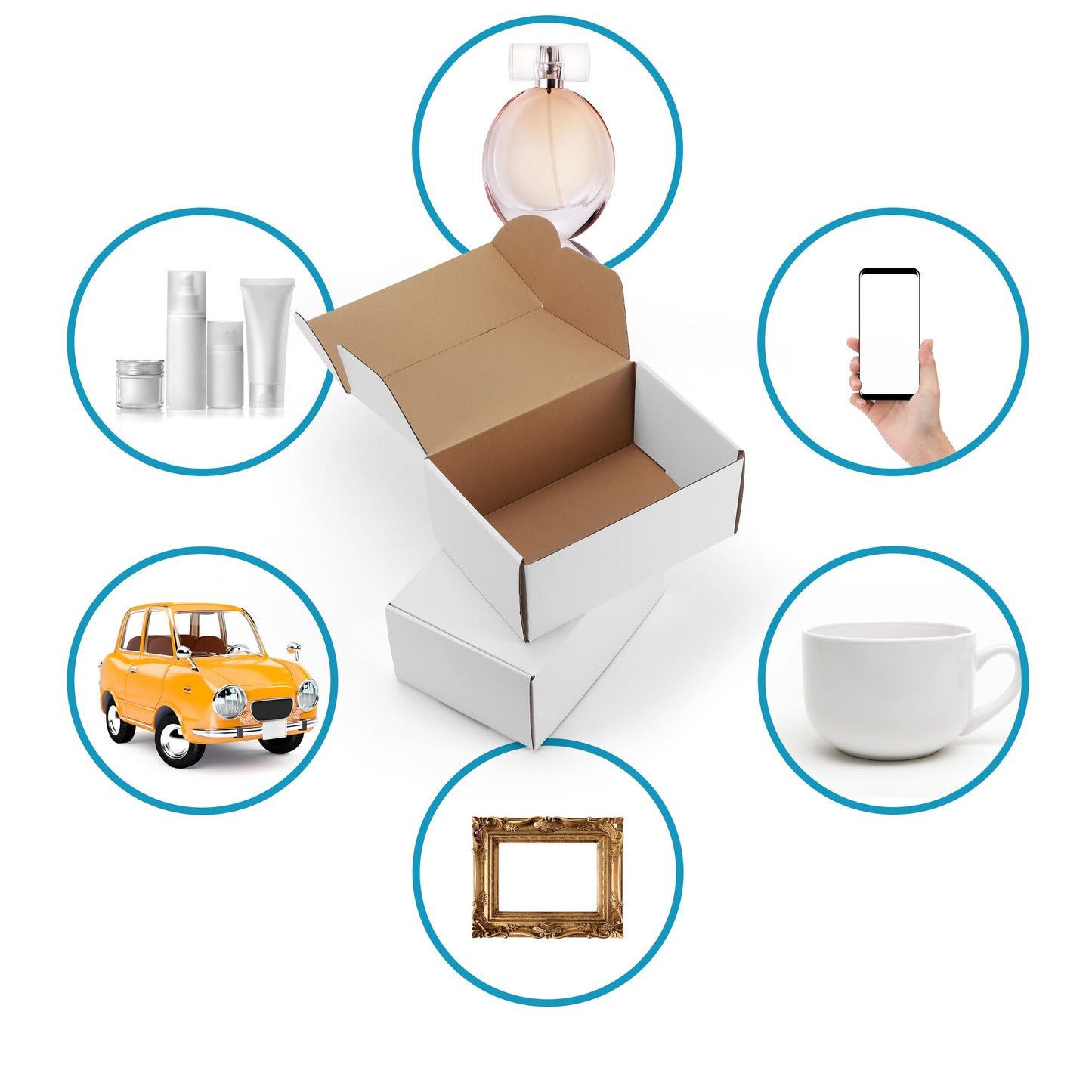 HORLIMER 25 Pack Shipping Box Small Cardboard Box, 153x102x76mm Packaging Boxes with Lid for Merchandise Shipment, Gift Box, Foldable Carton, Post Box, Shipping Box (White)
