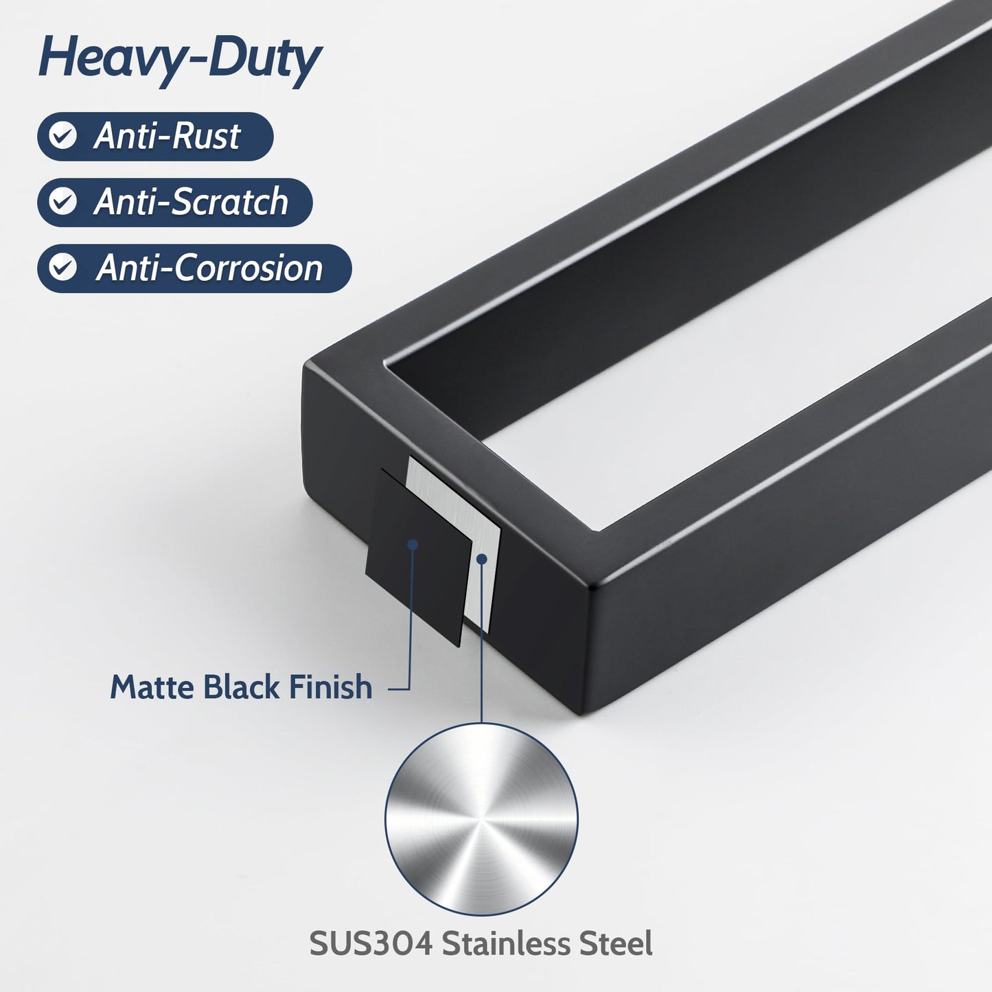 SAYAYO towel holder black 60CM towel holder bathroom towel rack guest towel holder wall mounted stainless steel bath towel holder for bathroom and kitchen.