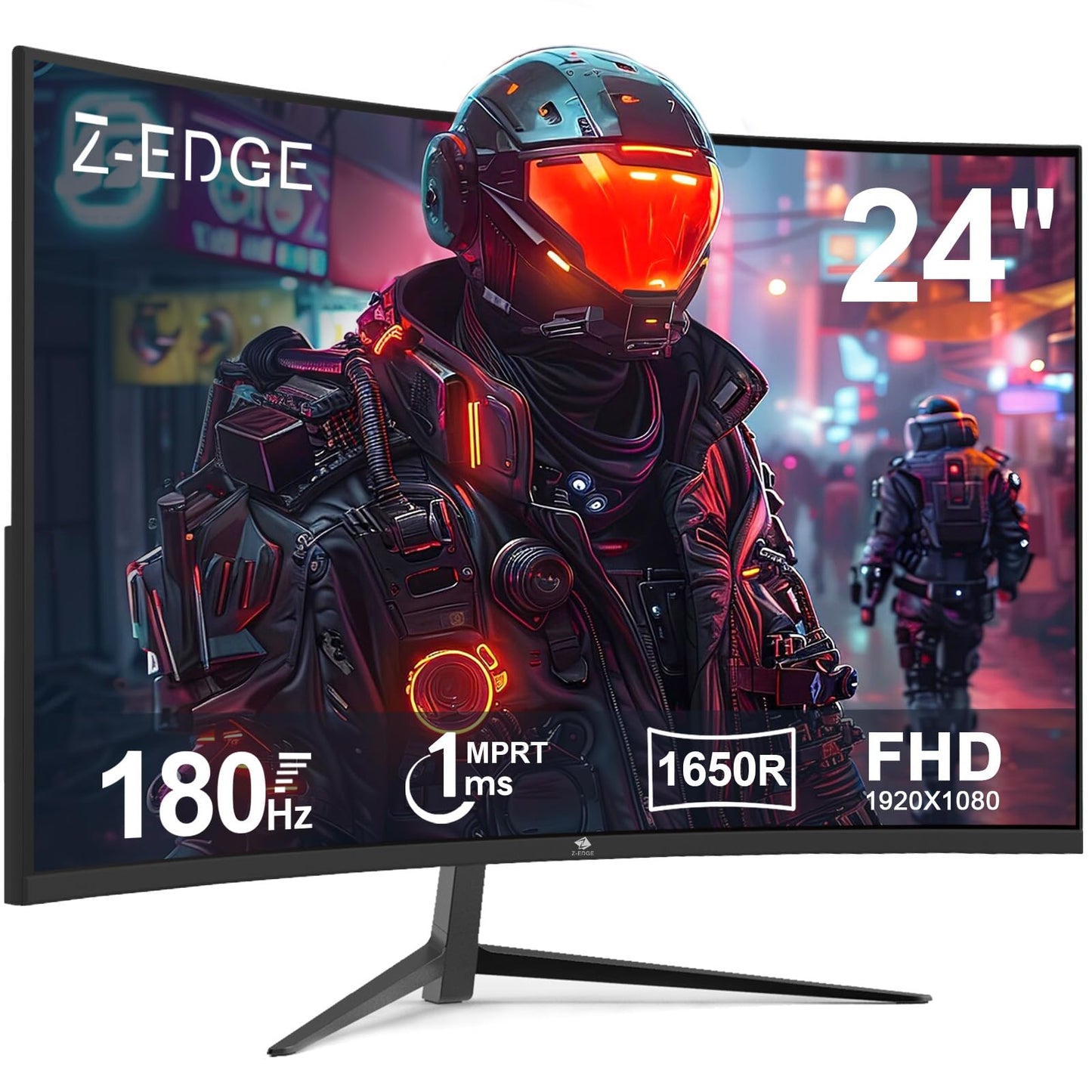 Z-Edge 24-inch Curved Gaming Monitor 180Hz 1ms MPRT, 300cd/m² brightness, 16:9 Full HD curved screen, VA panel, FreeSync, HDMI DP - Black