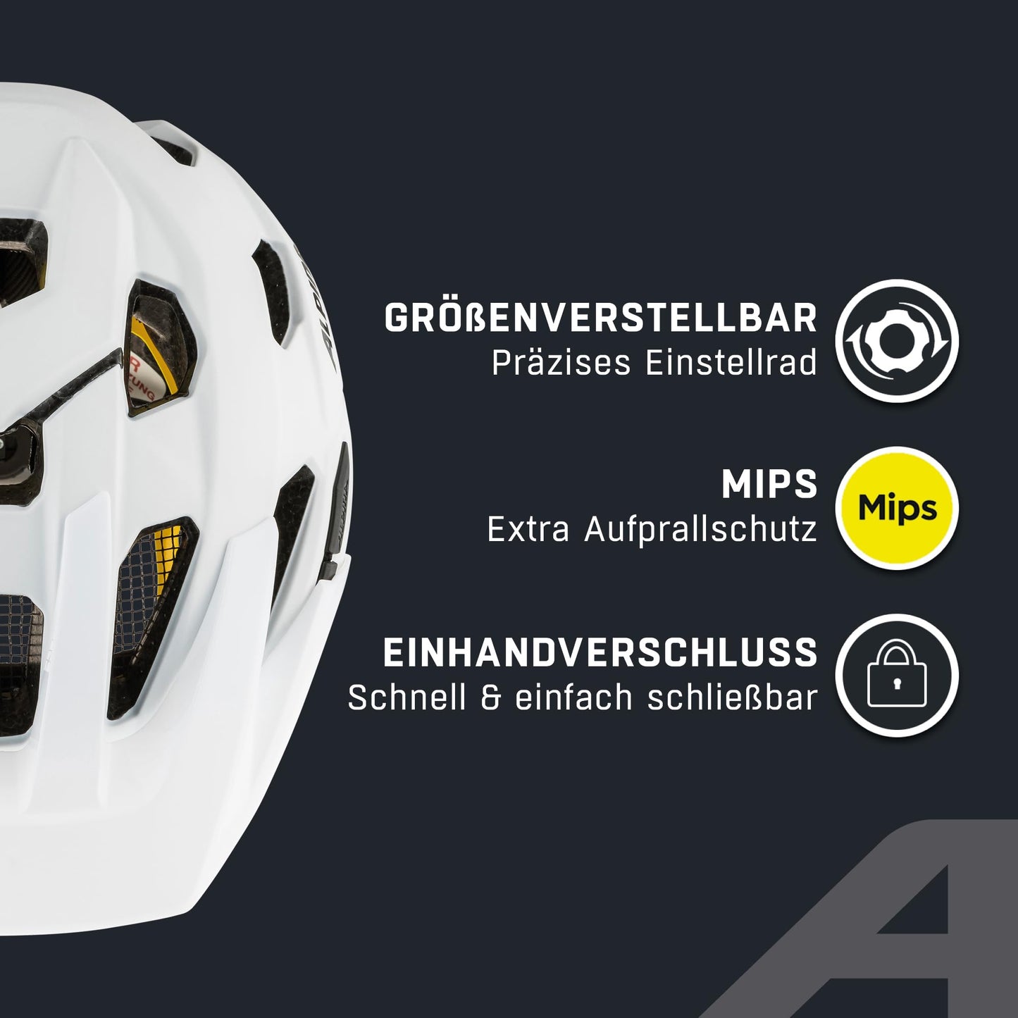 ALPINA PLOSE MIPS - Safe and comfortable MIPS Enduro & MTB bike helmet with antibacterial padding for adults, optimal protection, White matt, L (57-61 cm)