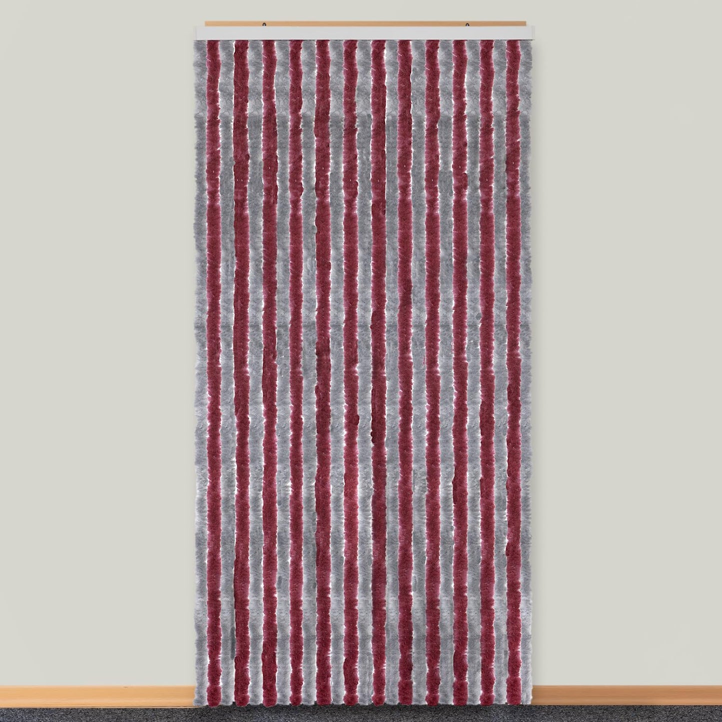 Moritz Chenille Door Curtain 100 x 230 cm Bordeaux Silver Fly Screen Insect Protection for Camping Caravan