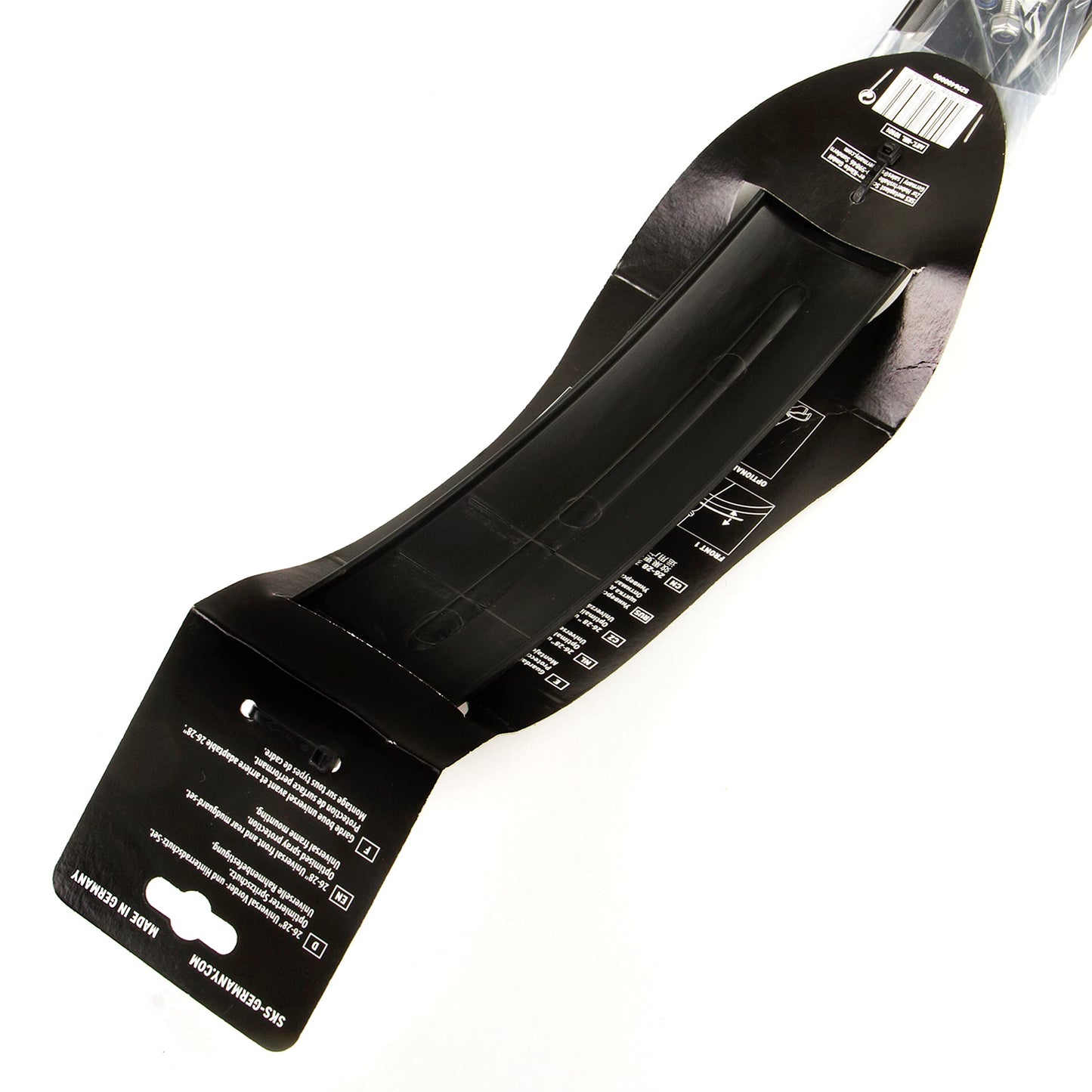 SKS Germany Beavertail XL set, mudguard set for mountain and trekking bikes. Made of impact-resistant high-performance plastic, providing optimal splash protection. Includes steel brackets. Color: black.