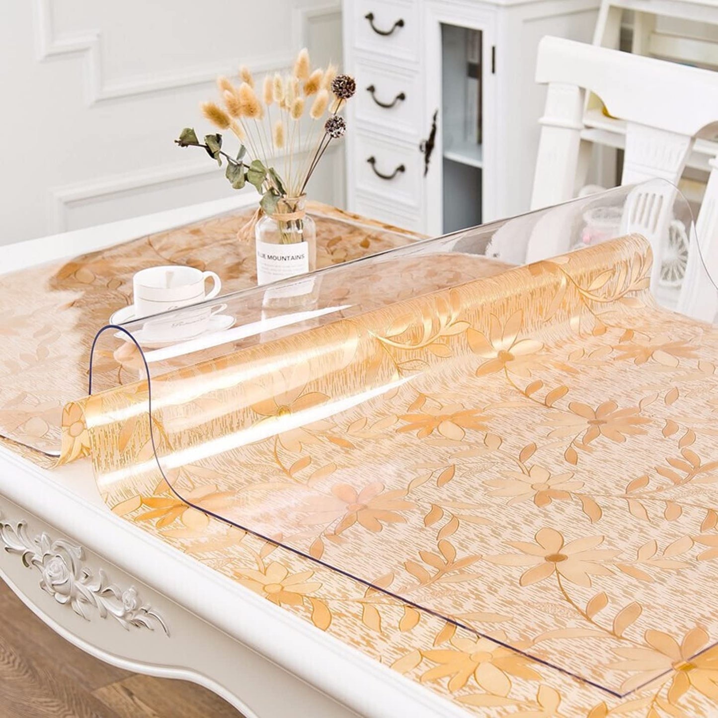 Table cover transparent 2mm thick clear PVC tablecloth clear PVC protective film table protection washable waterproof clear tablecloth, 200 x 100 cm.