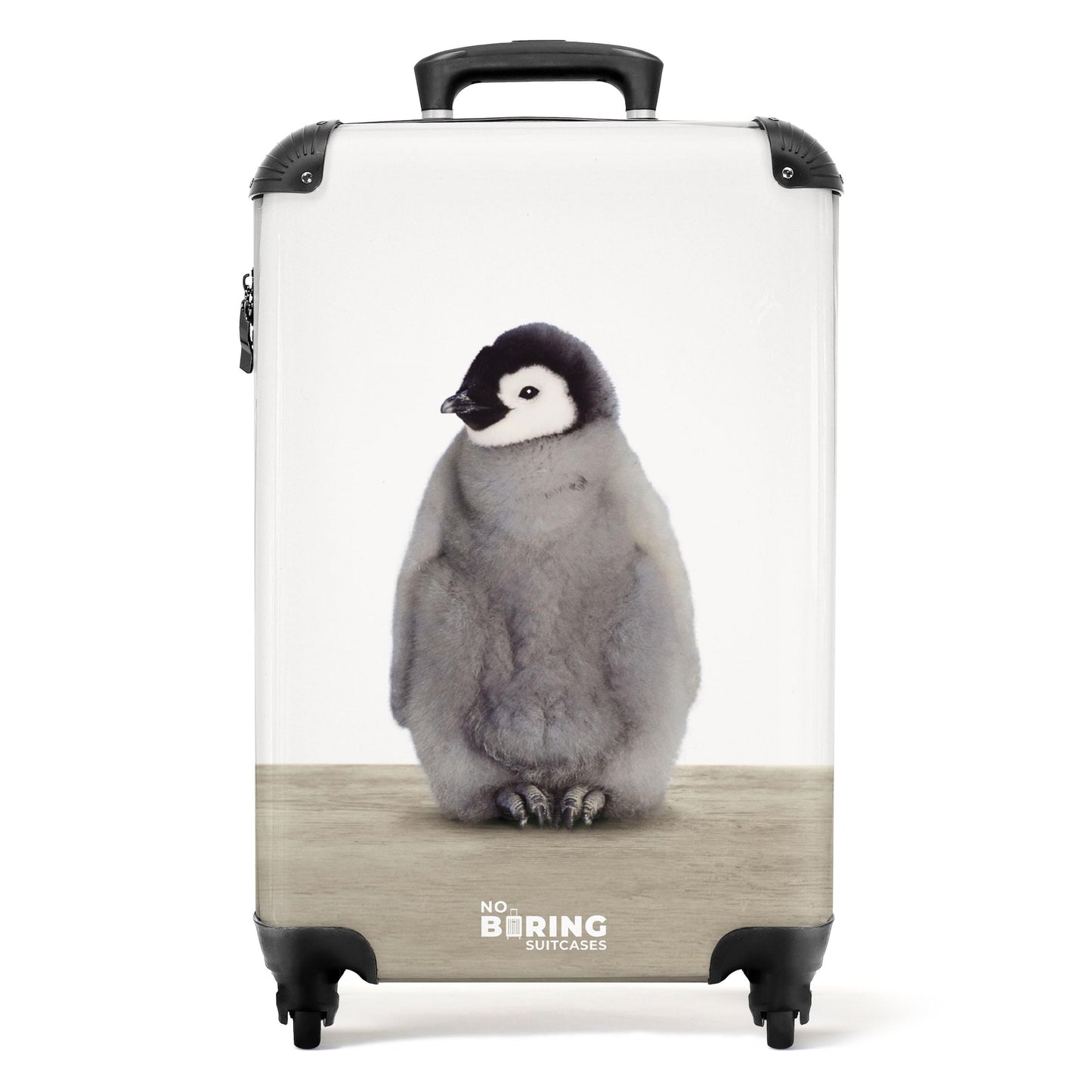 NoBoringSuitcases.com® Kids Suitcase Party Favor Birthday Gift Small Rolling Carry-on - Penguin - Gray - Animals - Kids Luggage Trolley, 55x40x20