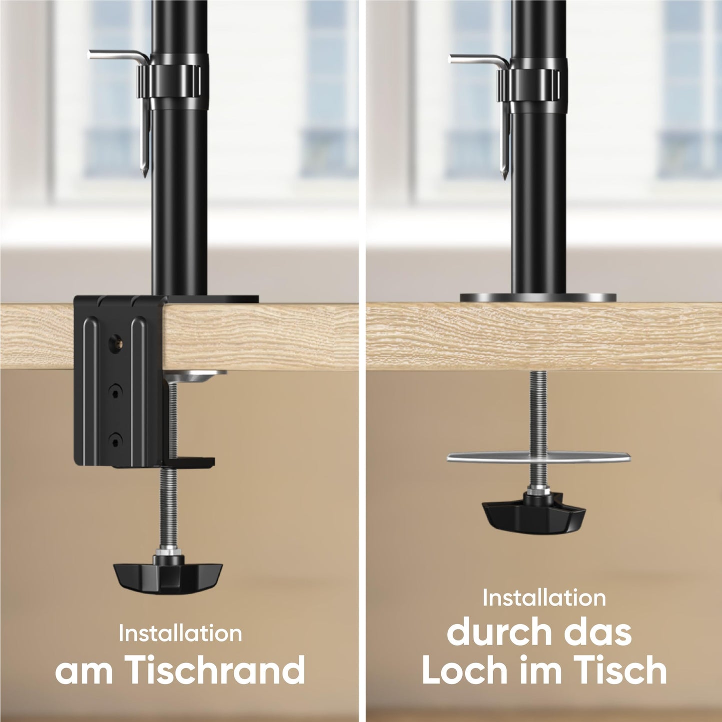 ONKRON dual monitor mount for 13-34 inch screens up to 8 kg per arm, VESA 75x75-100x100, adjustable stand for two monitors stacked vertically, black D208E-B.