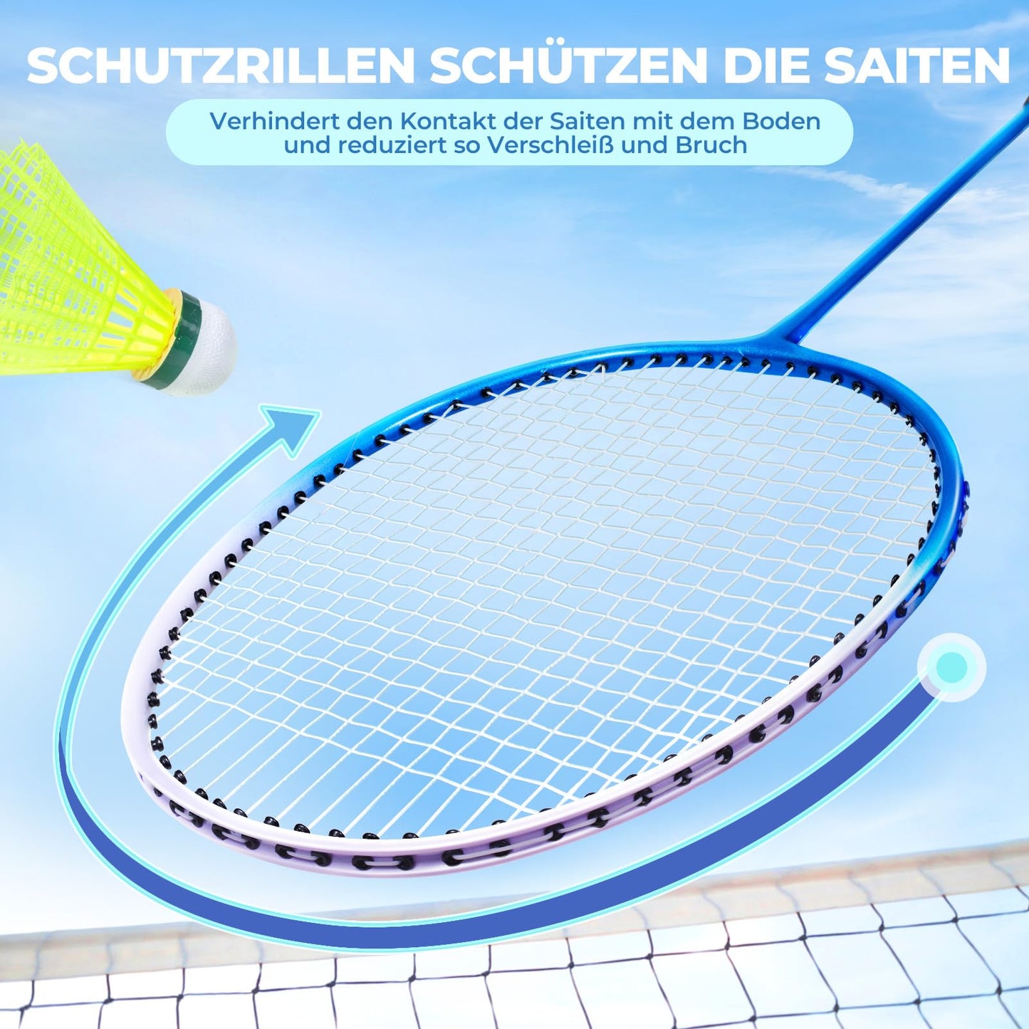HIRALIY Badminton racket set for outdoor games, lightweight shuttlecock 4-piece set for kids & adults & beginners, includes 4 rackets, 12 nylon shuttlecocks, 4 replacement grip tapes, 1 carrying bag