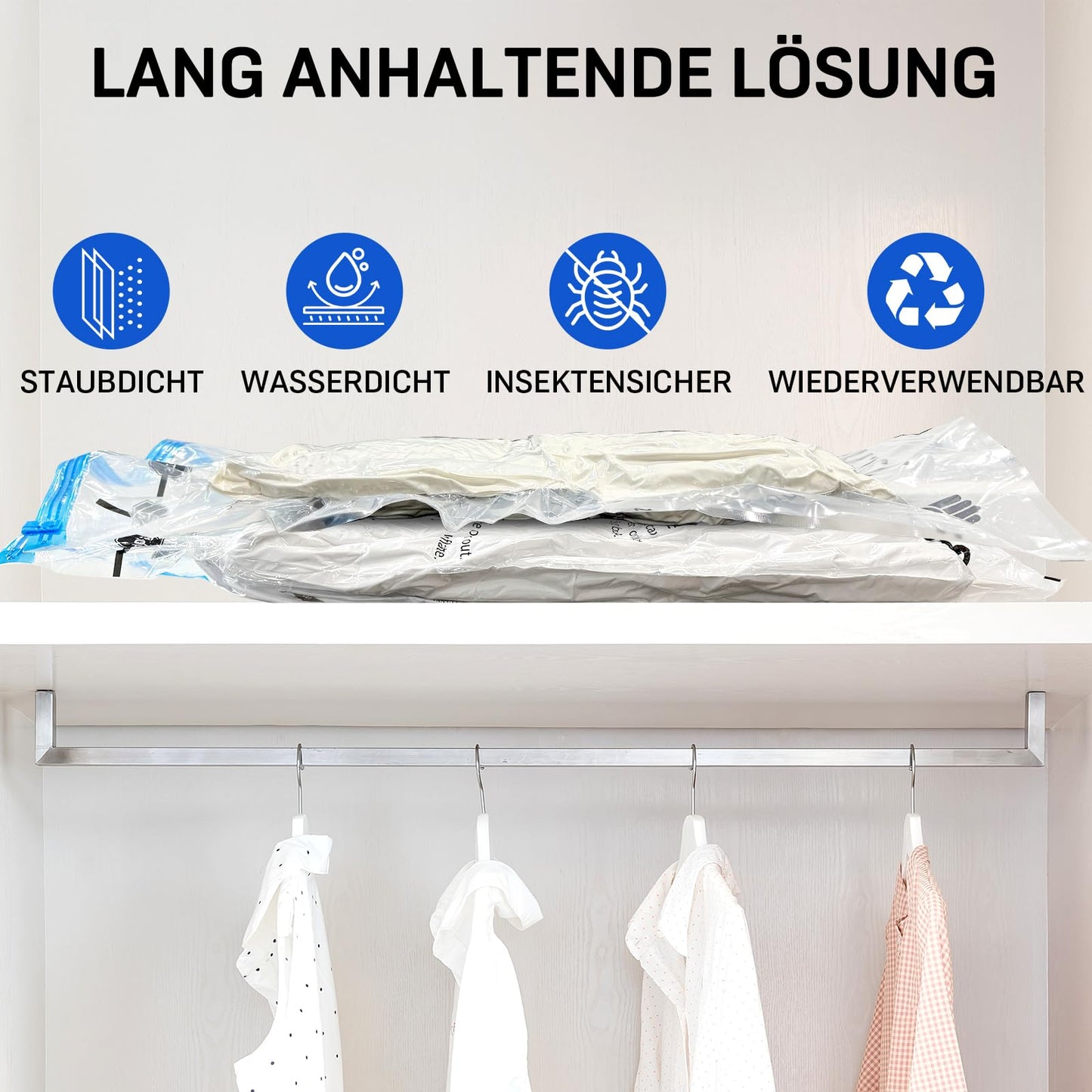 Vacuum bags for clothing comforters 12 pieces, CaptainFive Vacuum Storage Bags 3 sizes (4 * 100x80cm + 4 * 80x61cm + 4 * 60x41cm) Vacuum Compression Bags Storage Bags Travel with Vacuum Cleaner Hand Pump