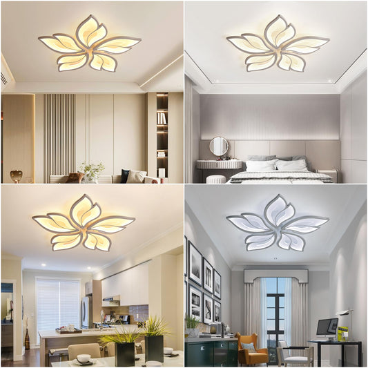 Sky angle LED Ceiling Light with Remote Control Dimmable Bedroom Lamp, Creative Flower Shape Design Living Room Ceiling Light (5 Heads/Ø63cm/24.8in)