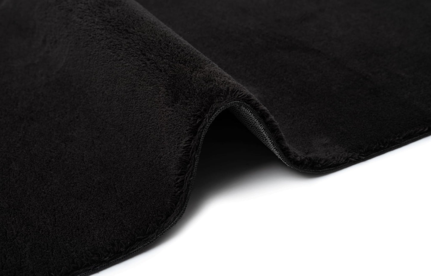 The carpet Relax Modern Fluffy Short Pile Rug, Anti-Slip Bottom, Washable up to 30 degrees, Super Soft, Fur Look, Black, 200 x 290 cm