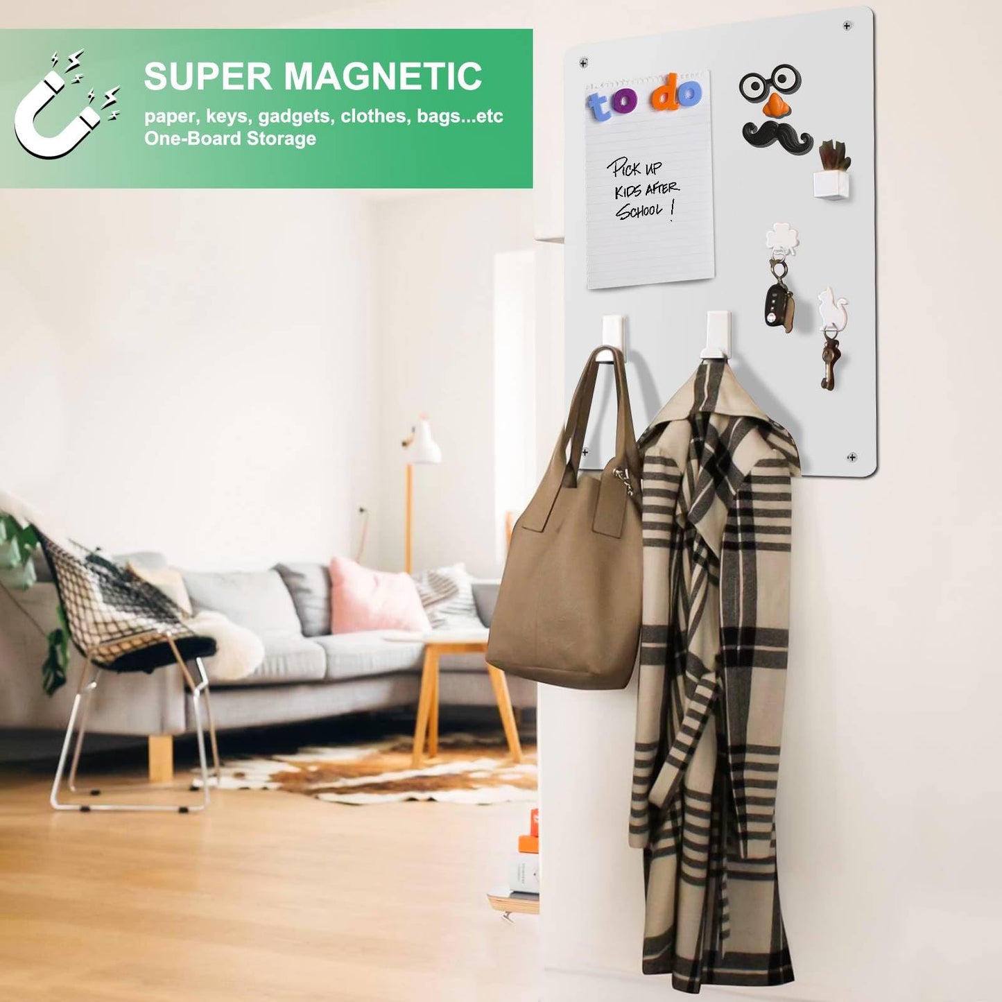 Raweao White Magnetic Board for Wall, 43.5x29x0.08cm Magnetic Metal Board Wall Panels for Fridge Magnet Collection, Metal Board Ideal for Home, Kitchen, and Office (White - 2 Pieces)