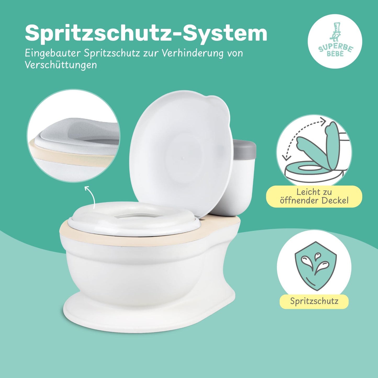 Baby potty - Children's toilet seat - Kids potty with music & flushing sound for potty training - Baby & toddler toilet - Easy to empty with removable pot - Potty training toilet