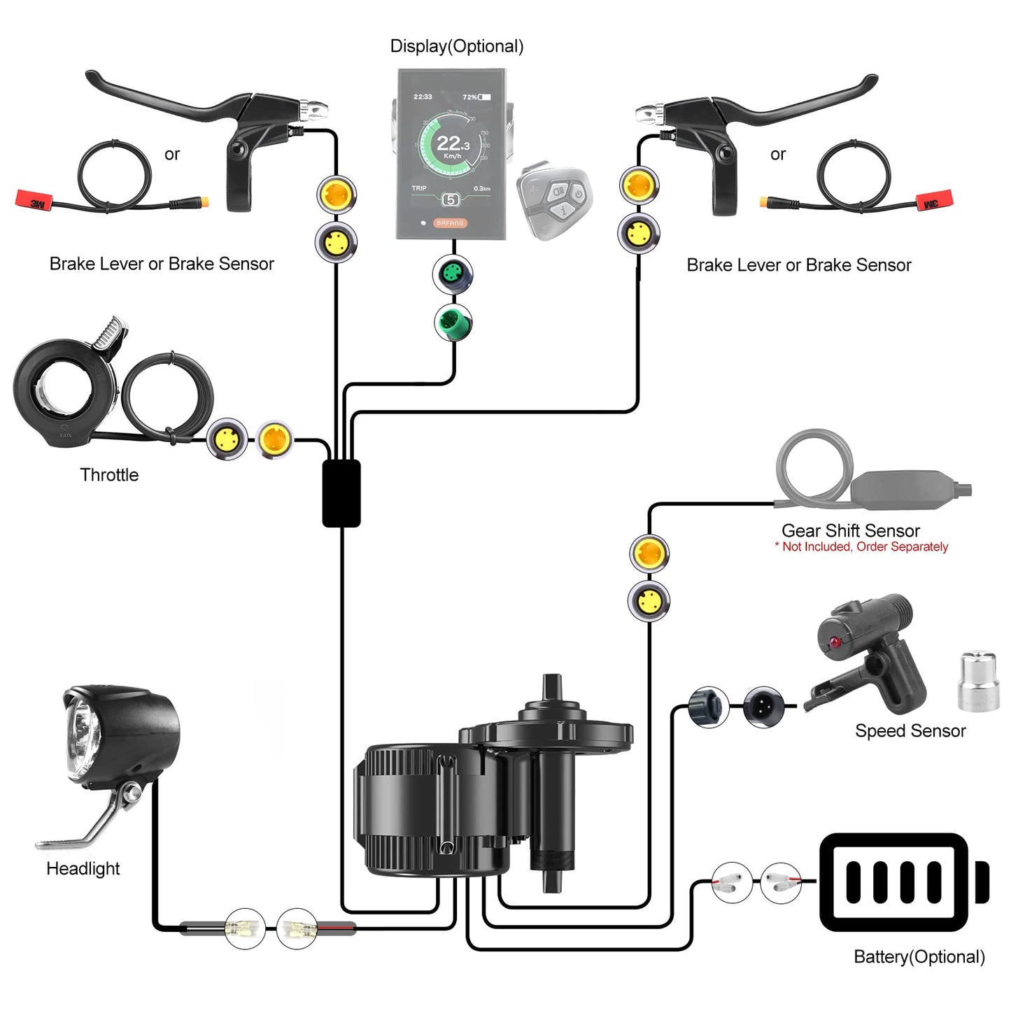 BAFANG mid-drive motor BBS01B 36V 250W ebike conversion kit, no battery included.